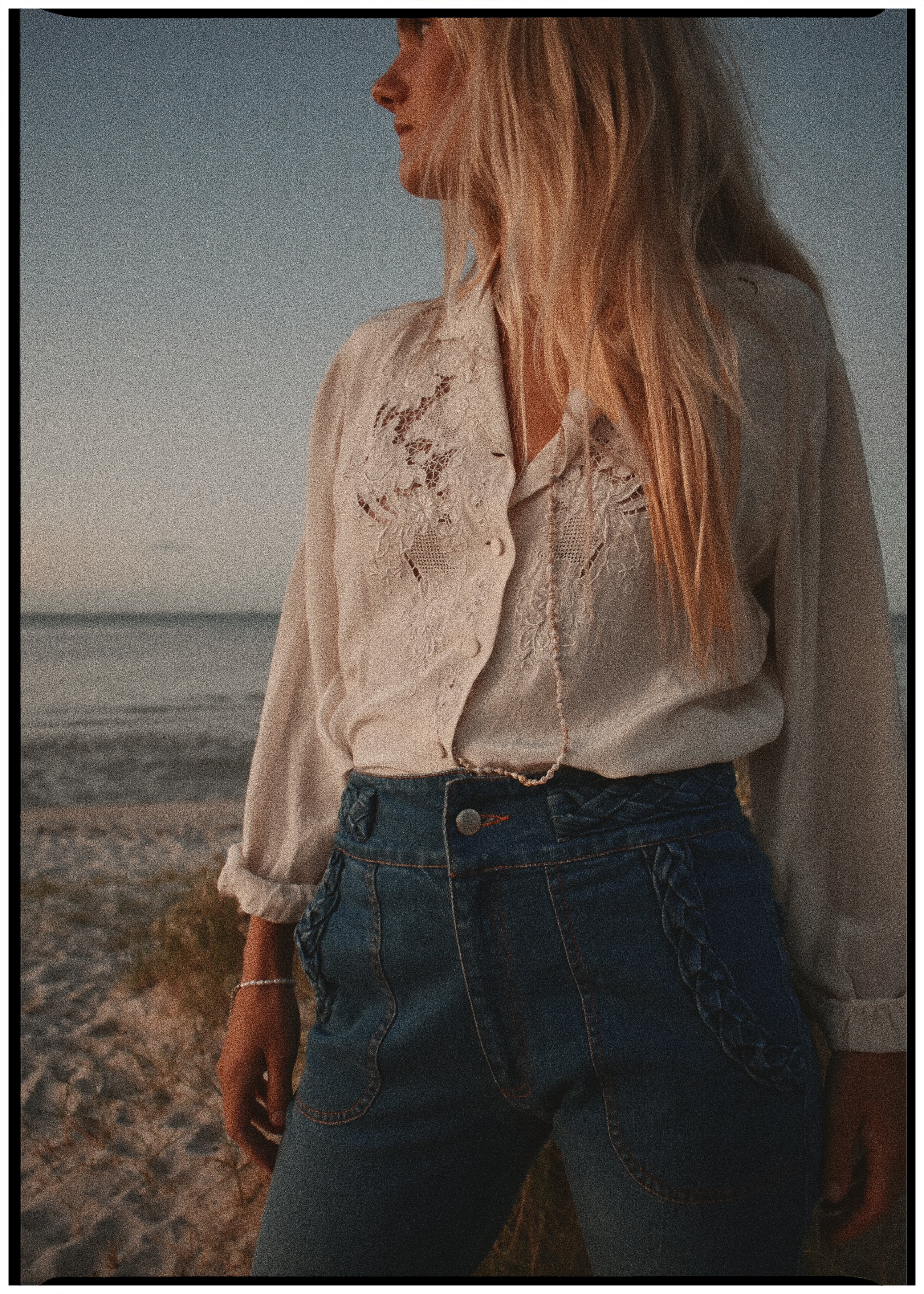 Tilia Silk Crepe Cut-Work Embroidered Shirt ~ Antique White