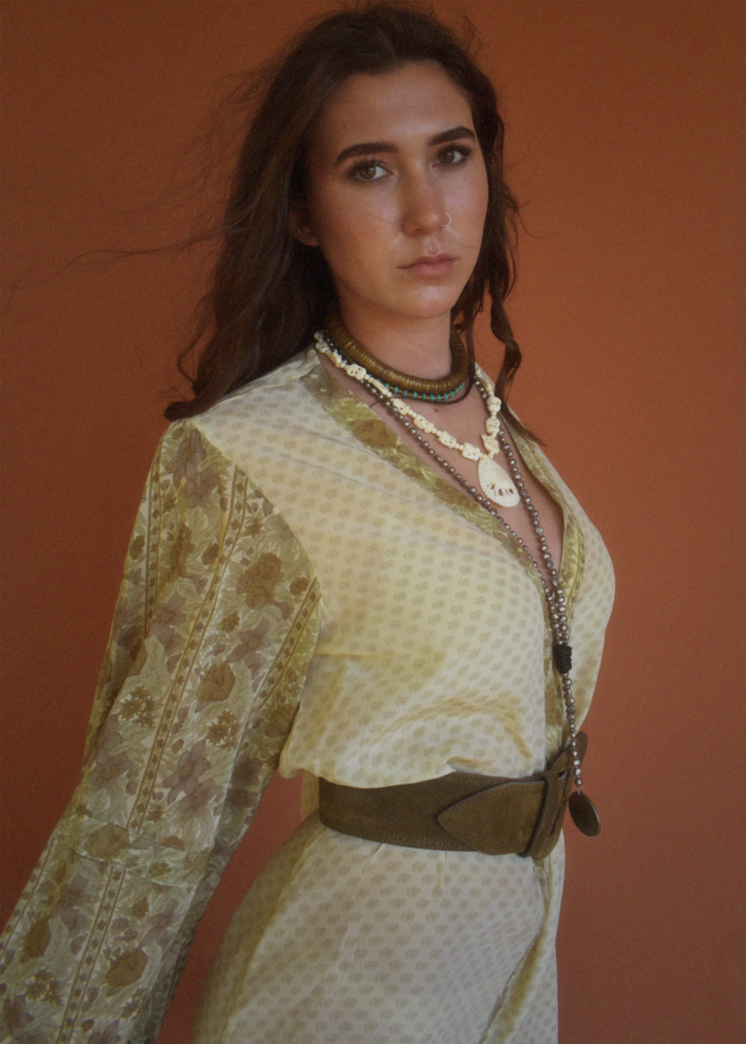 Zea Silk Crepe Kaftan Maxi Dress ~ Harvest XL