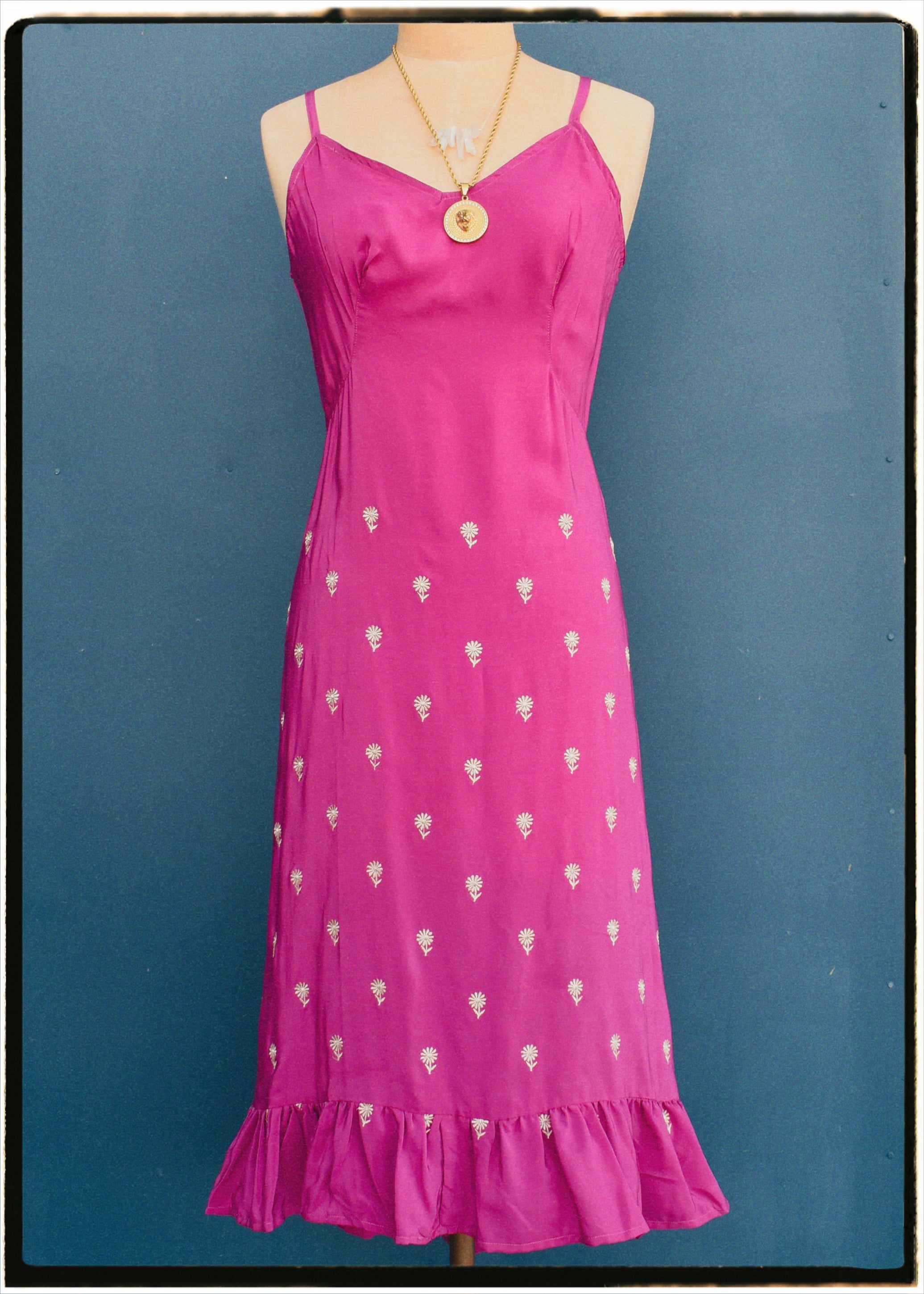 Rumex Silk Slip Dress ~ Magenta Haze L