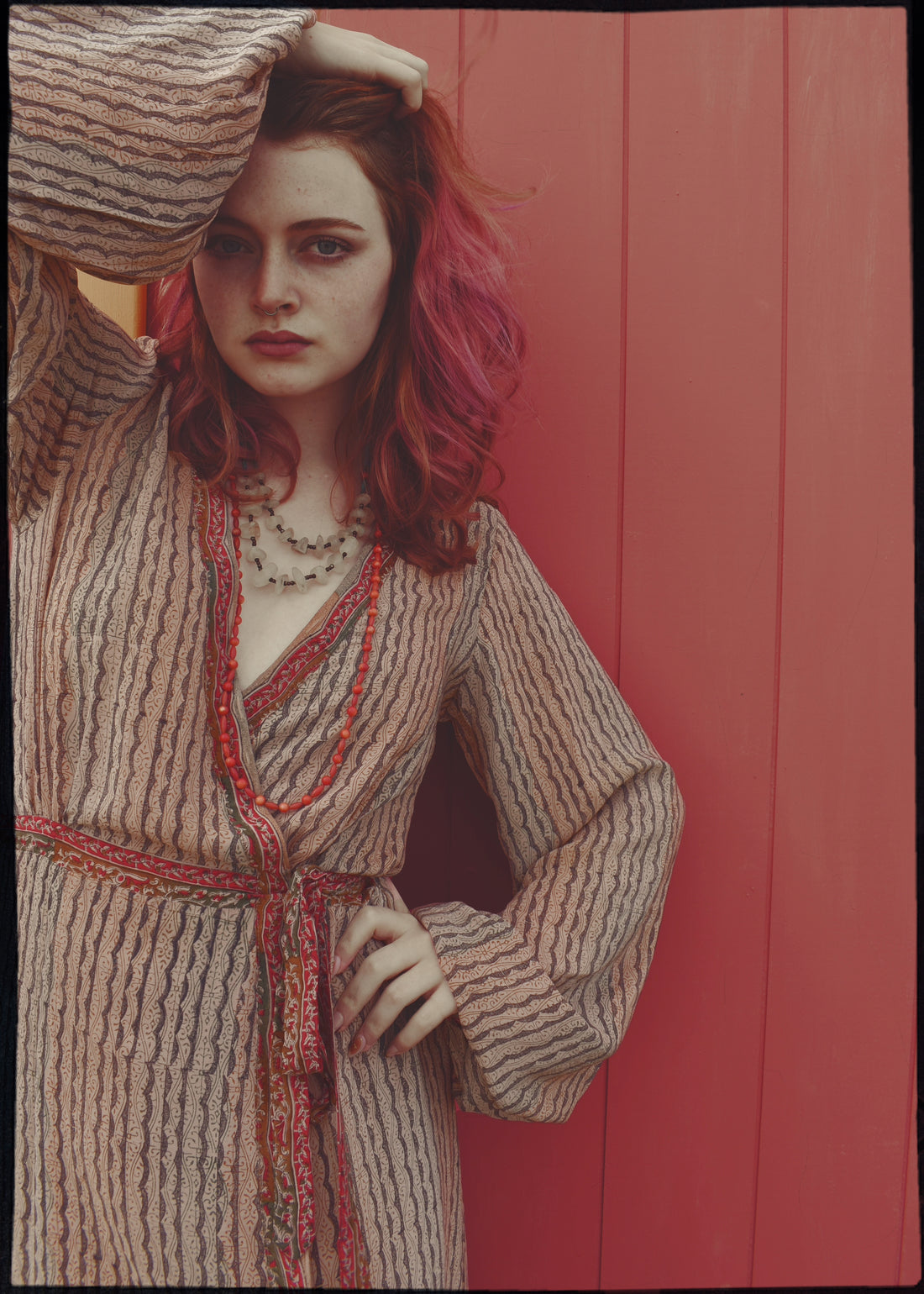 Caladium Silk Wrap Dress ~ Bark XS