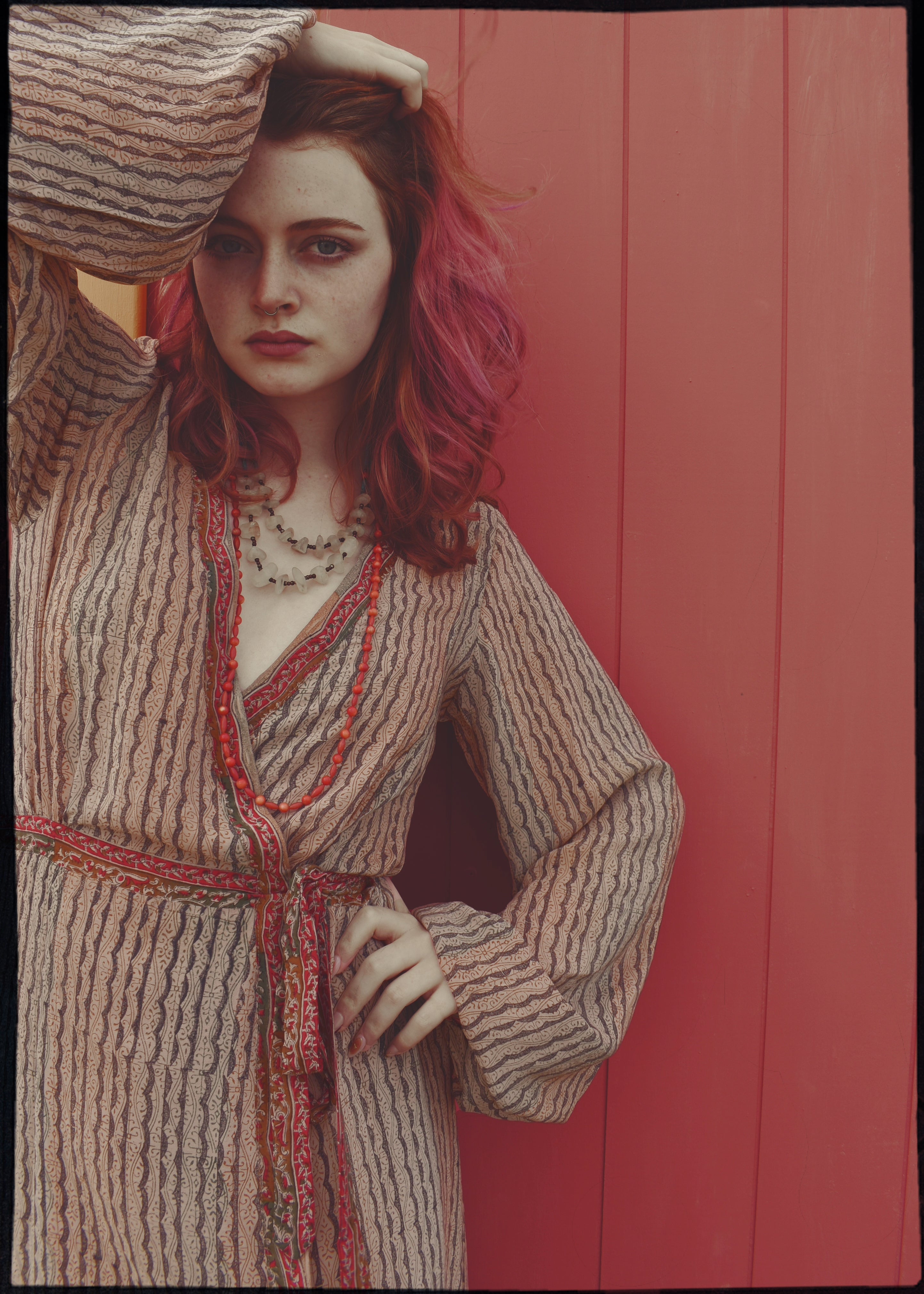 Caladium Silk Wrap Dress ~ Bark XS