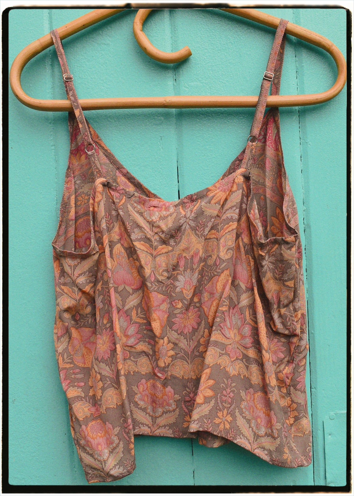 Reseda Silk Crepe Camisole Top ~ Coral L