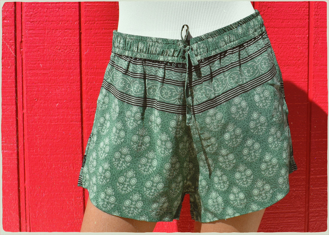 Fumaria Silk Shorts ~ Moss XS