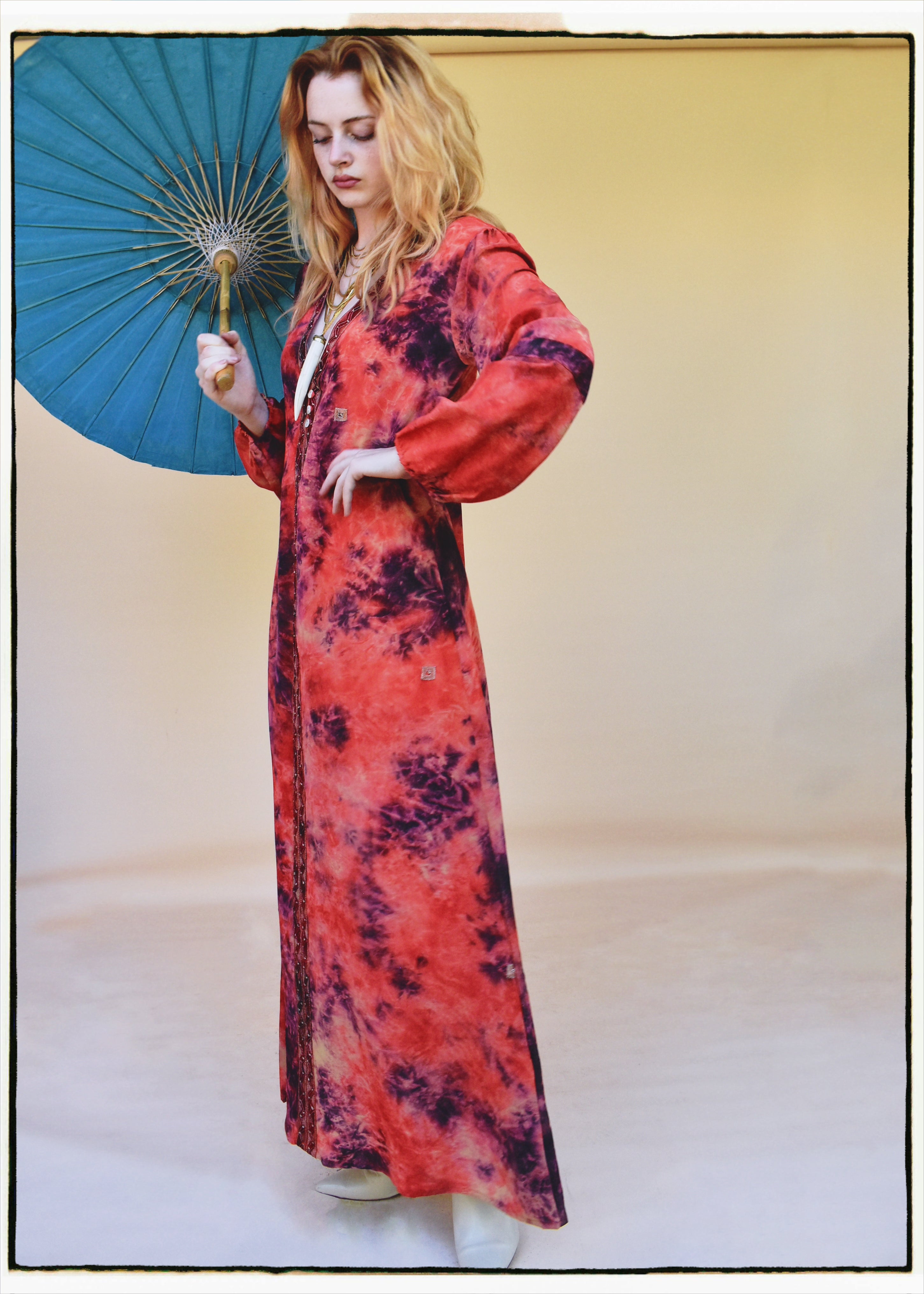 Zea Silk Crepe Kaftan Maxi Dress ~ Jubilee XS