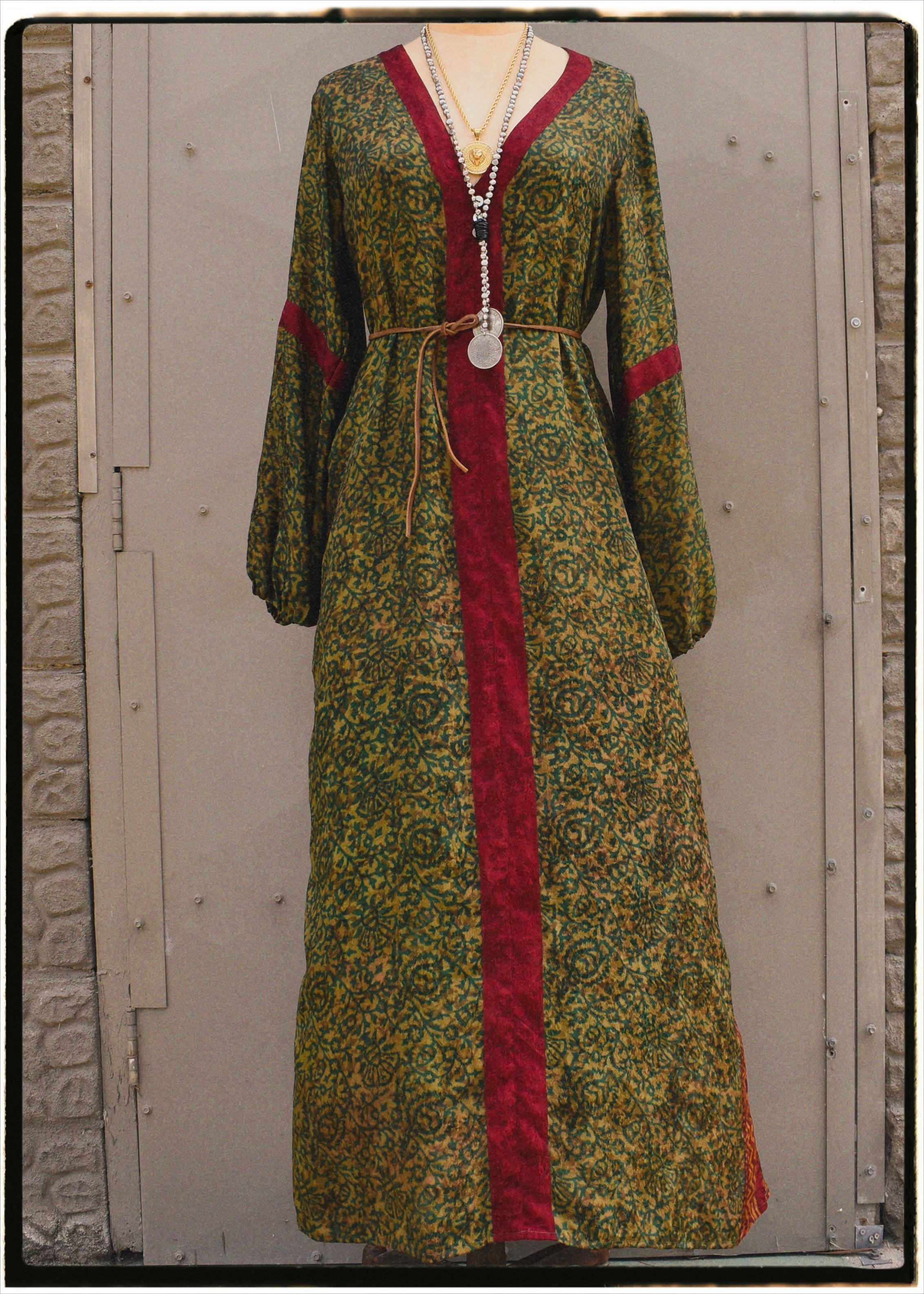 Zea Silk Crepe Kaftan Maxi Dress ~ Carafe S