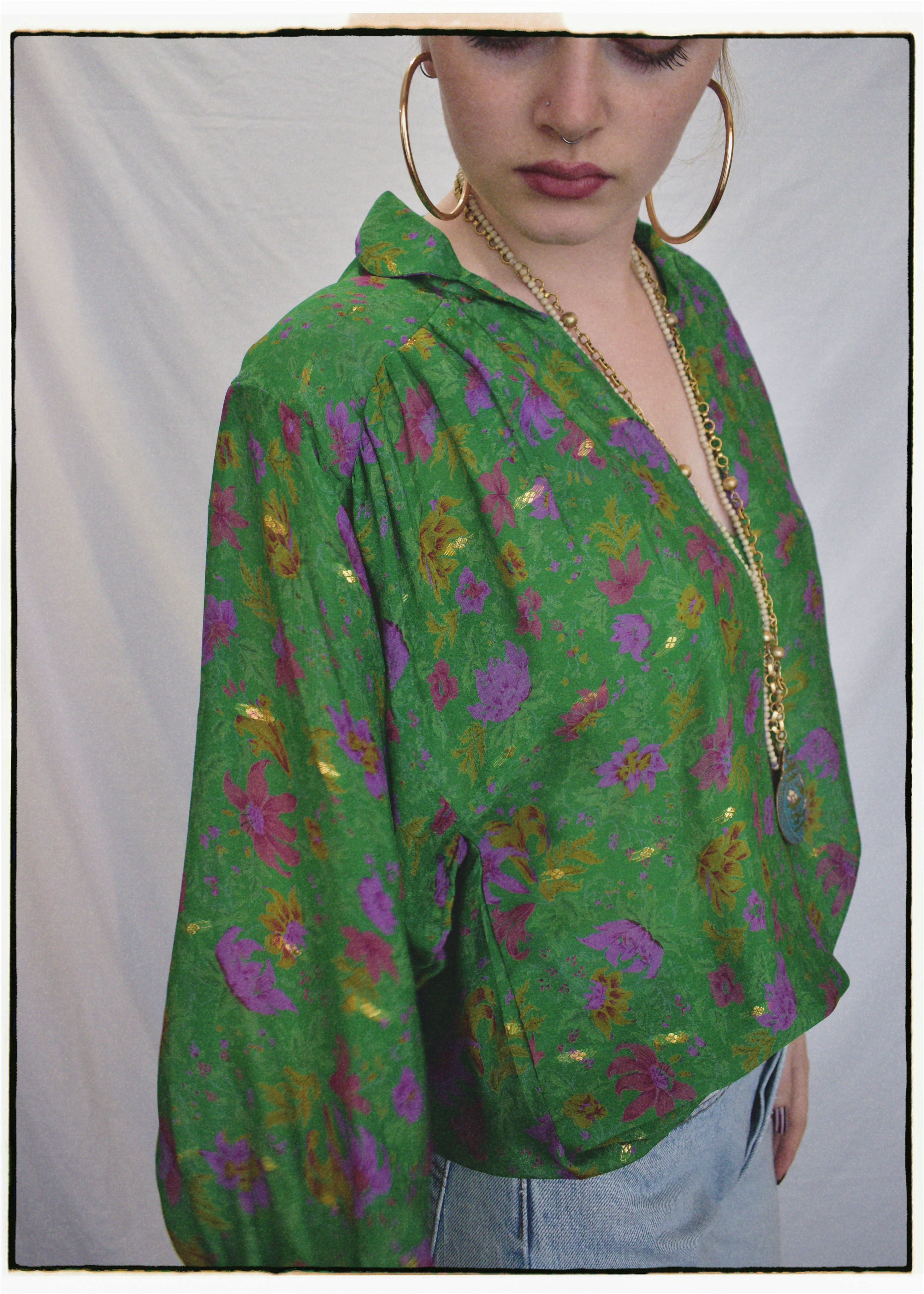 Ochna Silk Crepe Shirt ~ Sapphire S & L