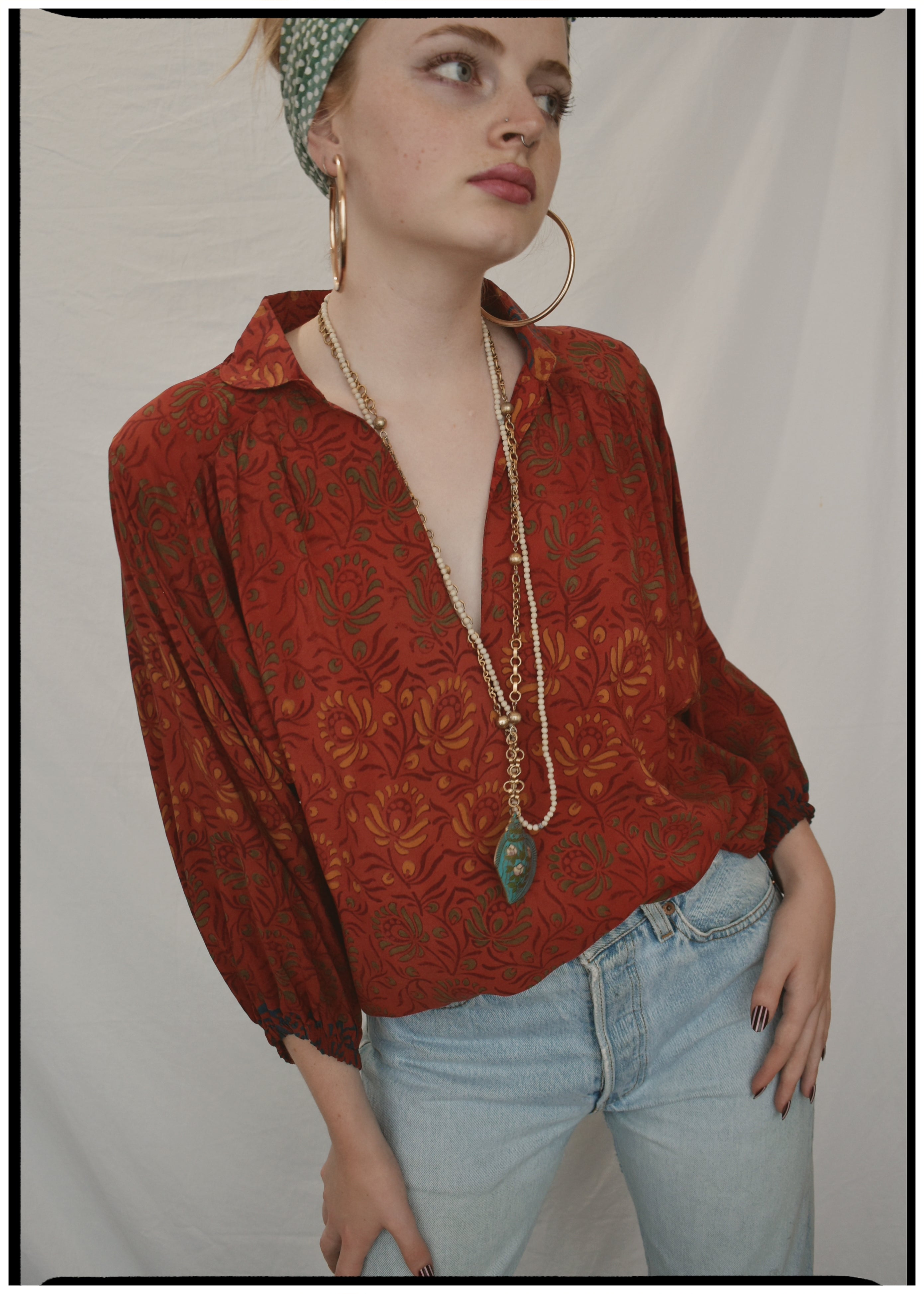 Ochna Silk Crepe Shirt ~ Paprika S & XS