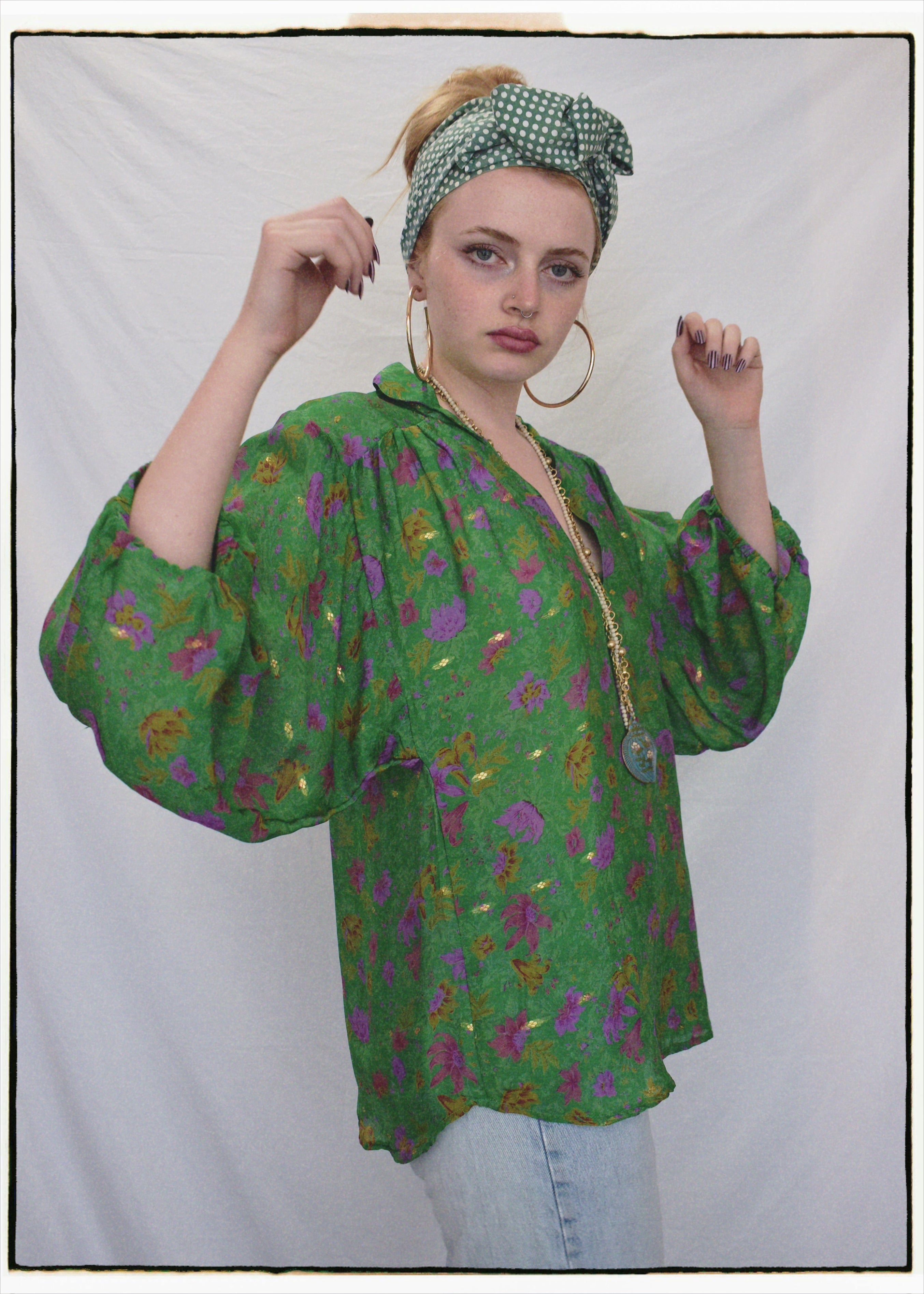 Ochna Silk Crepe Shirt ~ Sapphire S & L