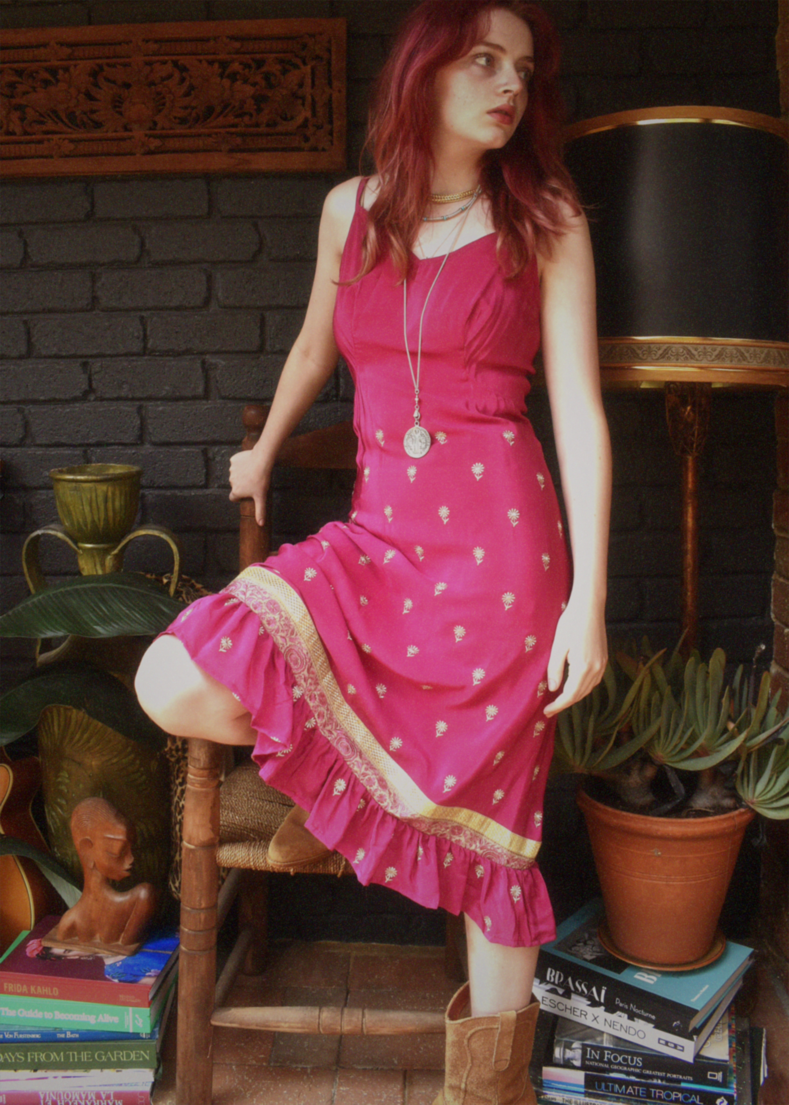 Rumex Silk Slip Dress ~ Claret S