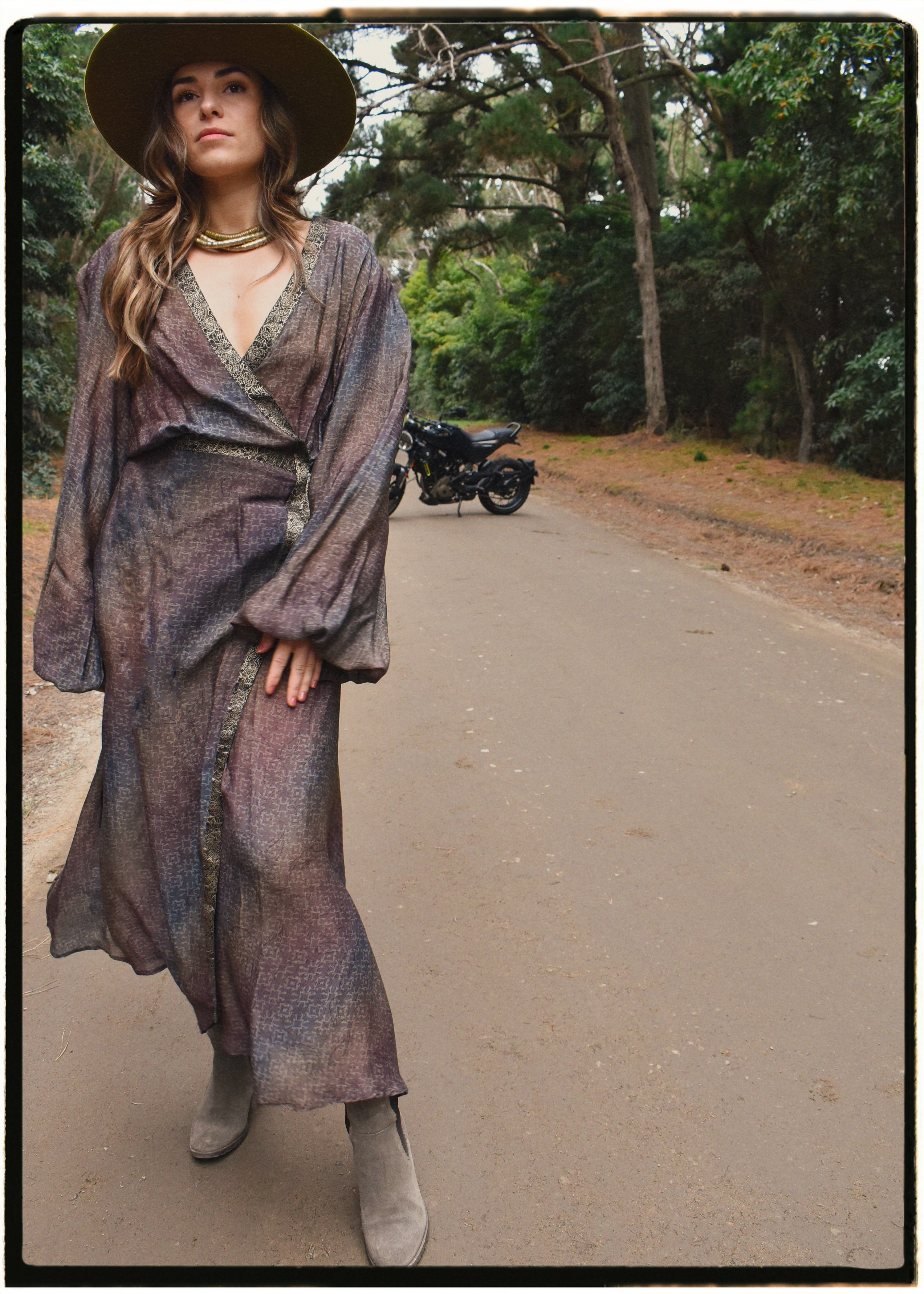 Caladium Wrap Silk Dress ~ Renaissance XL
