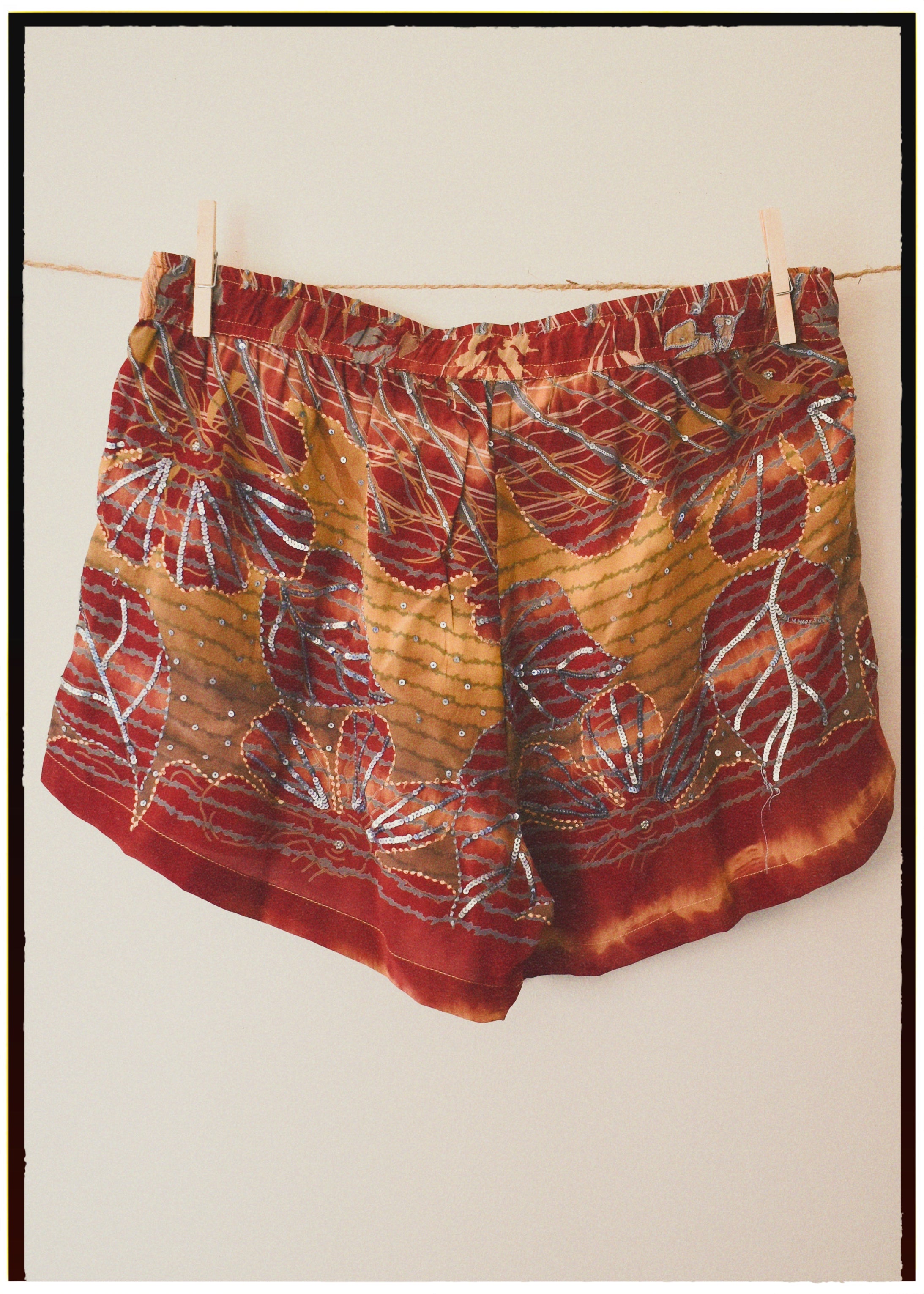 Fumaria Silk Shorts ~ Crimson S