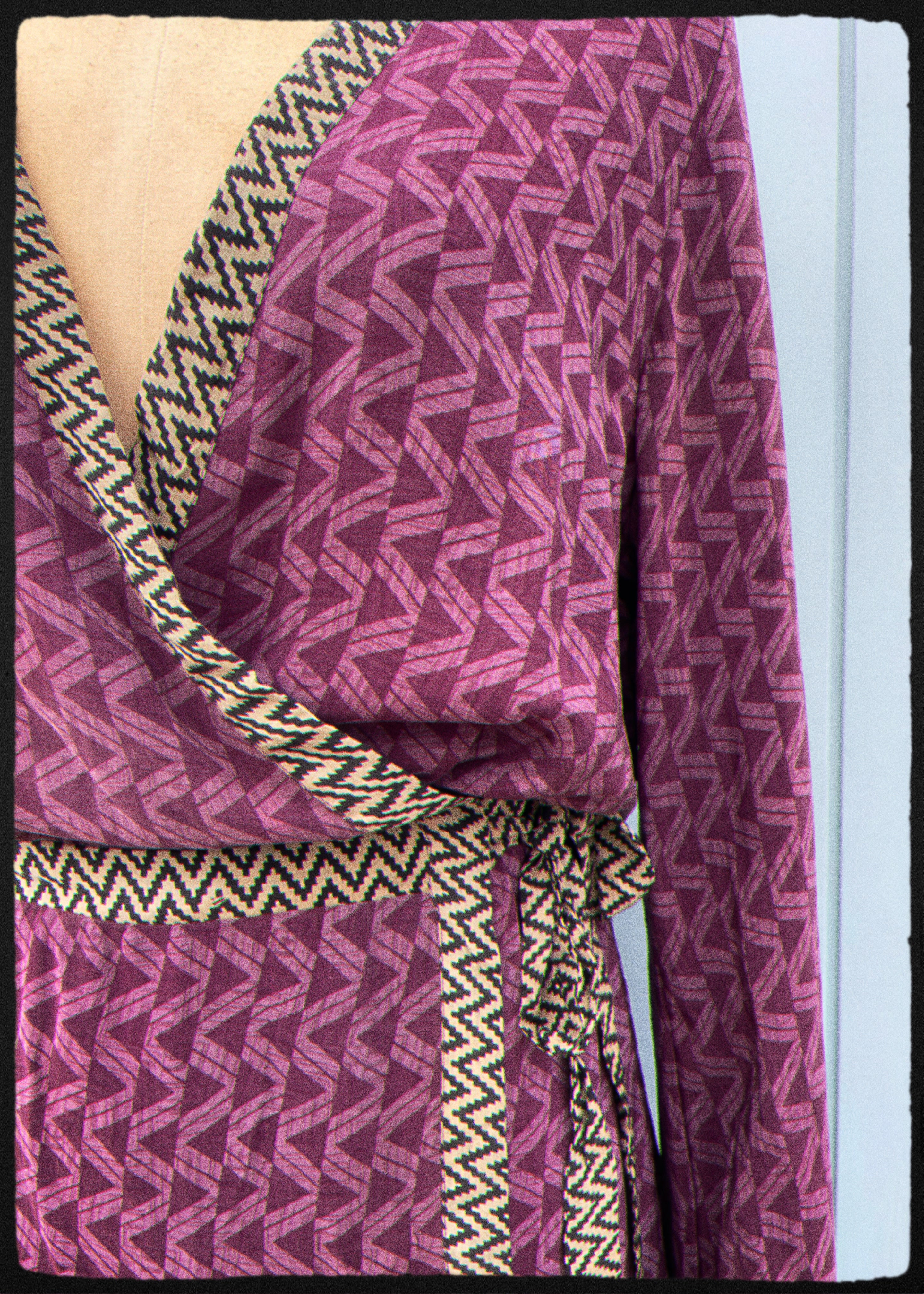 Caladium Wrap Silk Dress ~ Sapphire L