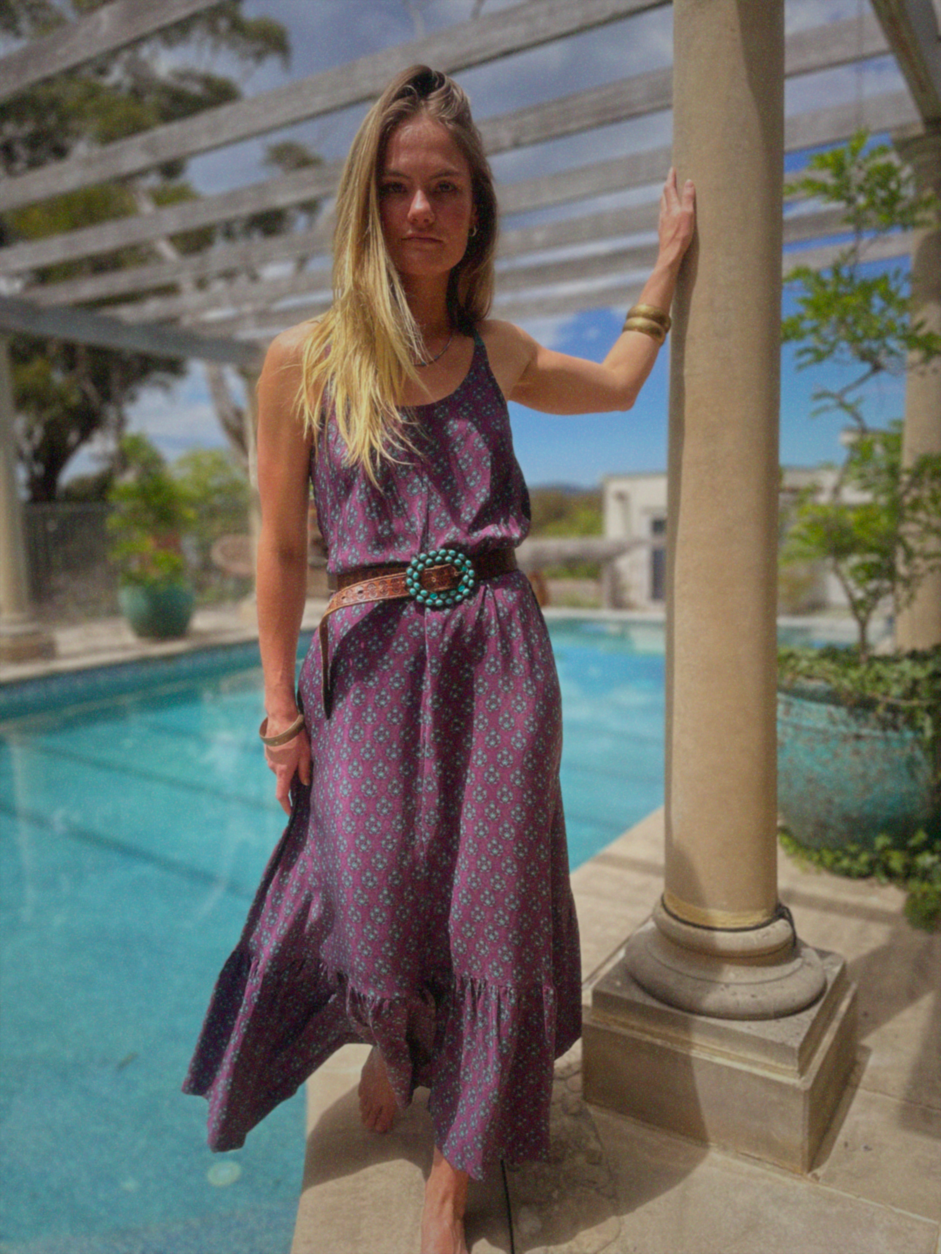 Eustoma Silk Crepe Swing Maxi Dress ~ Tulipwood XS