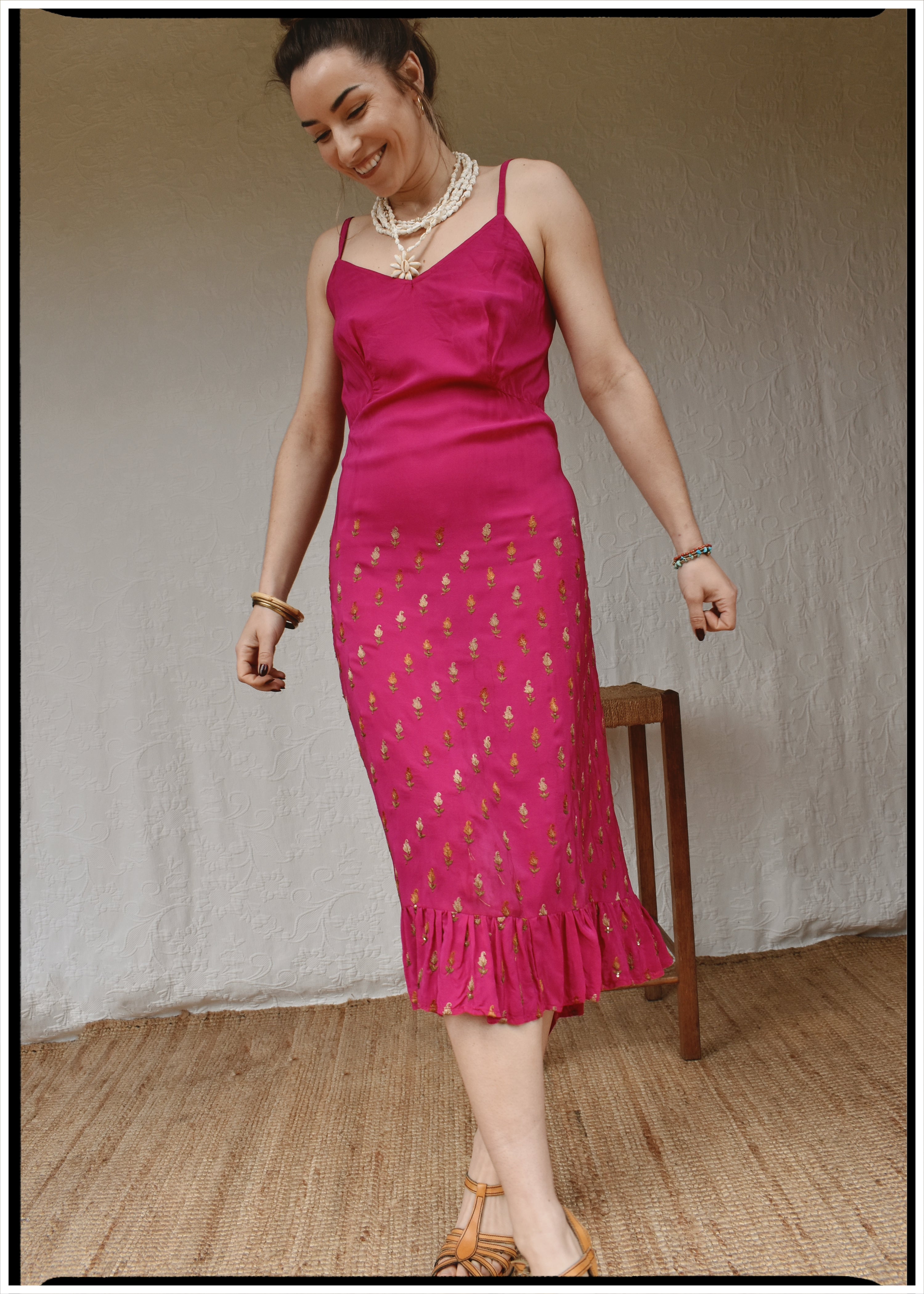 Rumex Silk Slip Dress ~ Flambe M