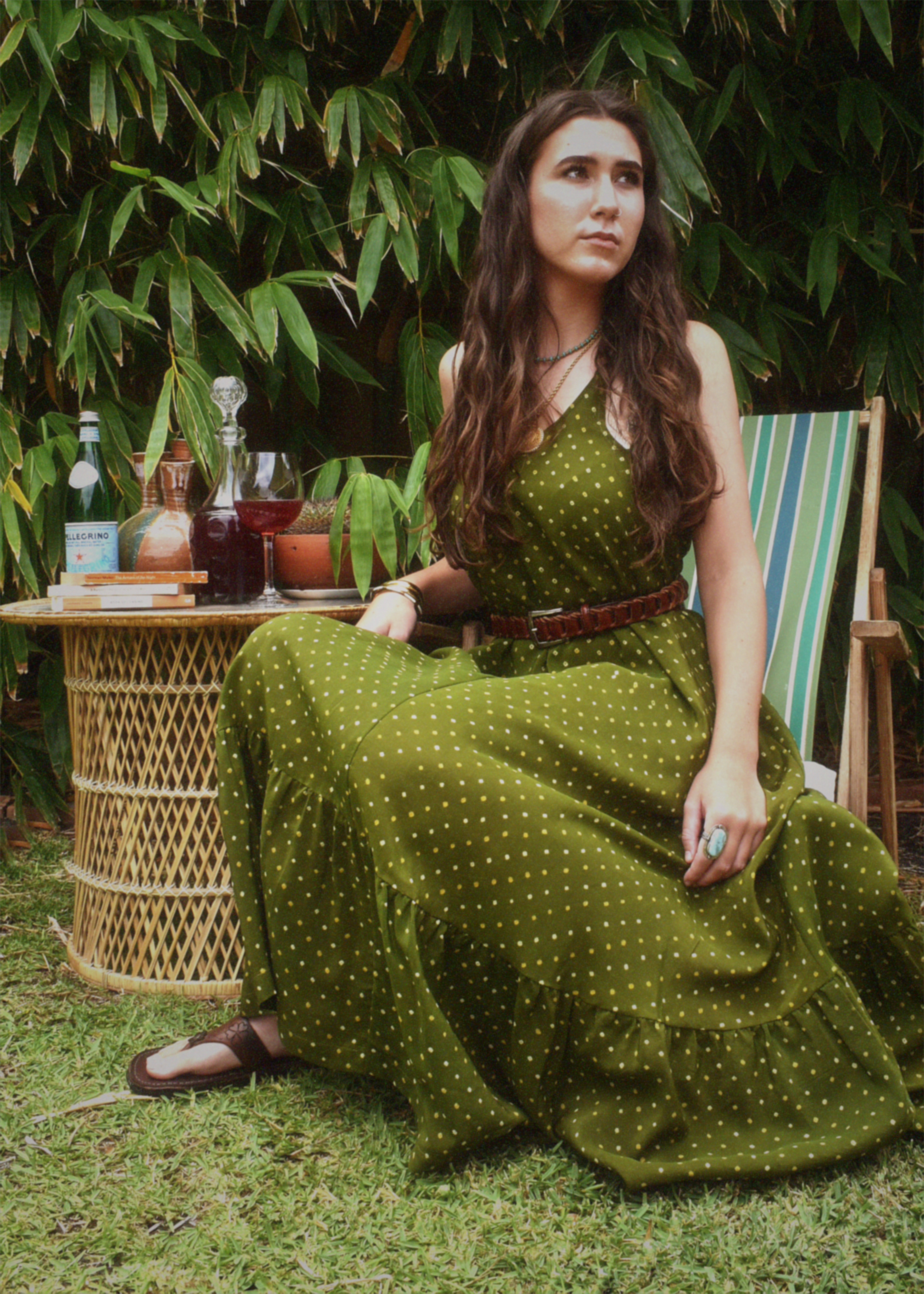 Eustoma Silk Crepe Swing Maxi Dress ~ Courtyard XL