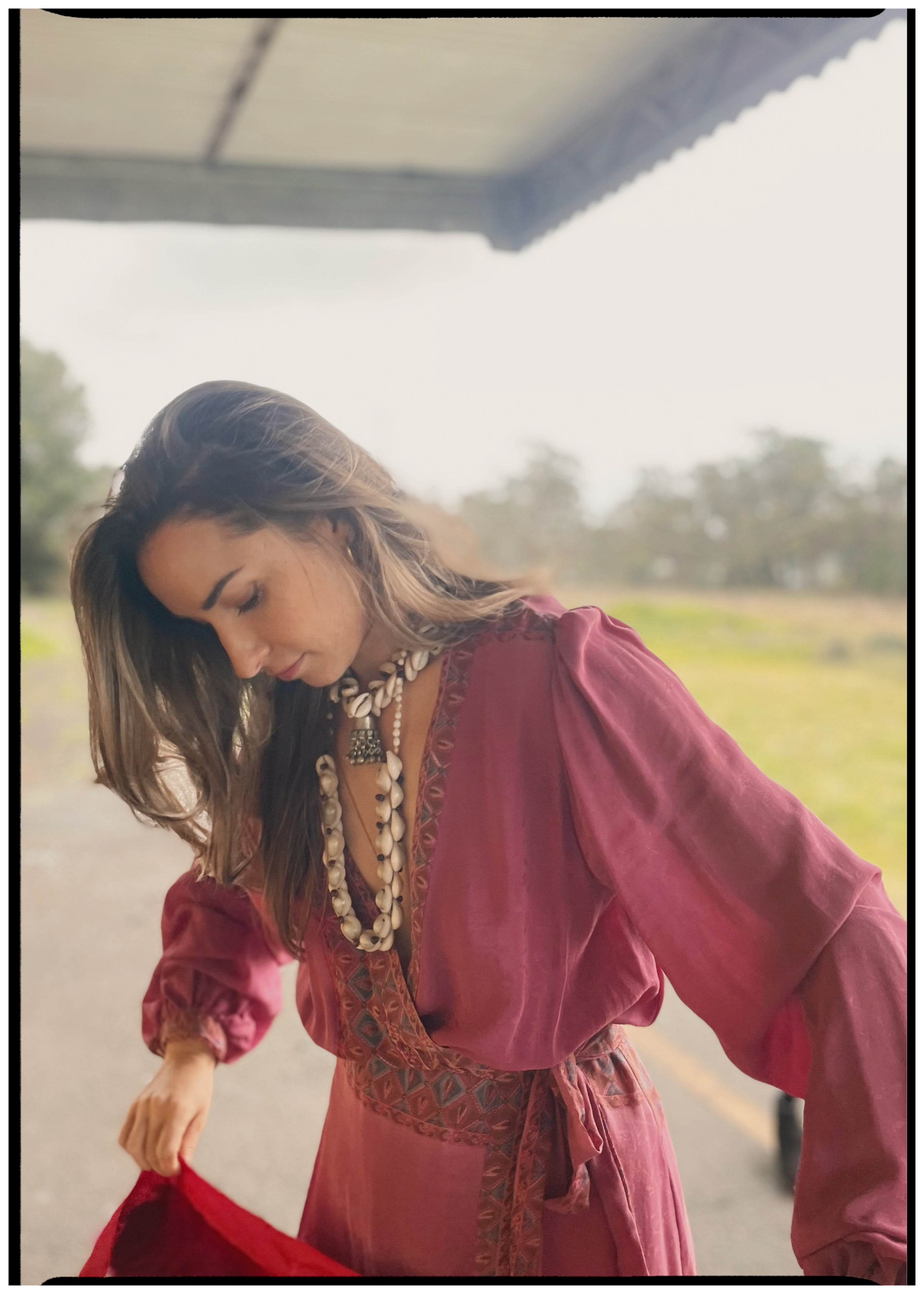 Caladium Wrap Silk Dress ~ Hawthorn M