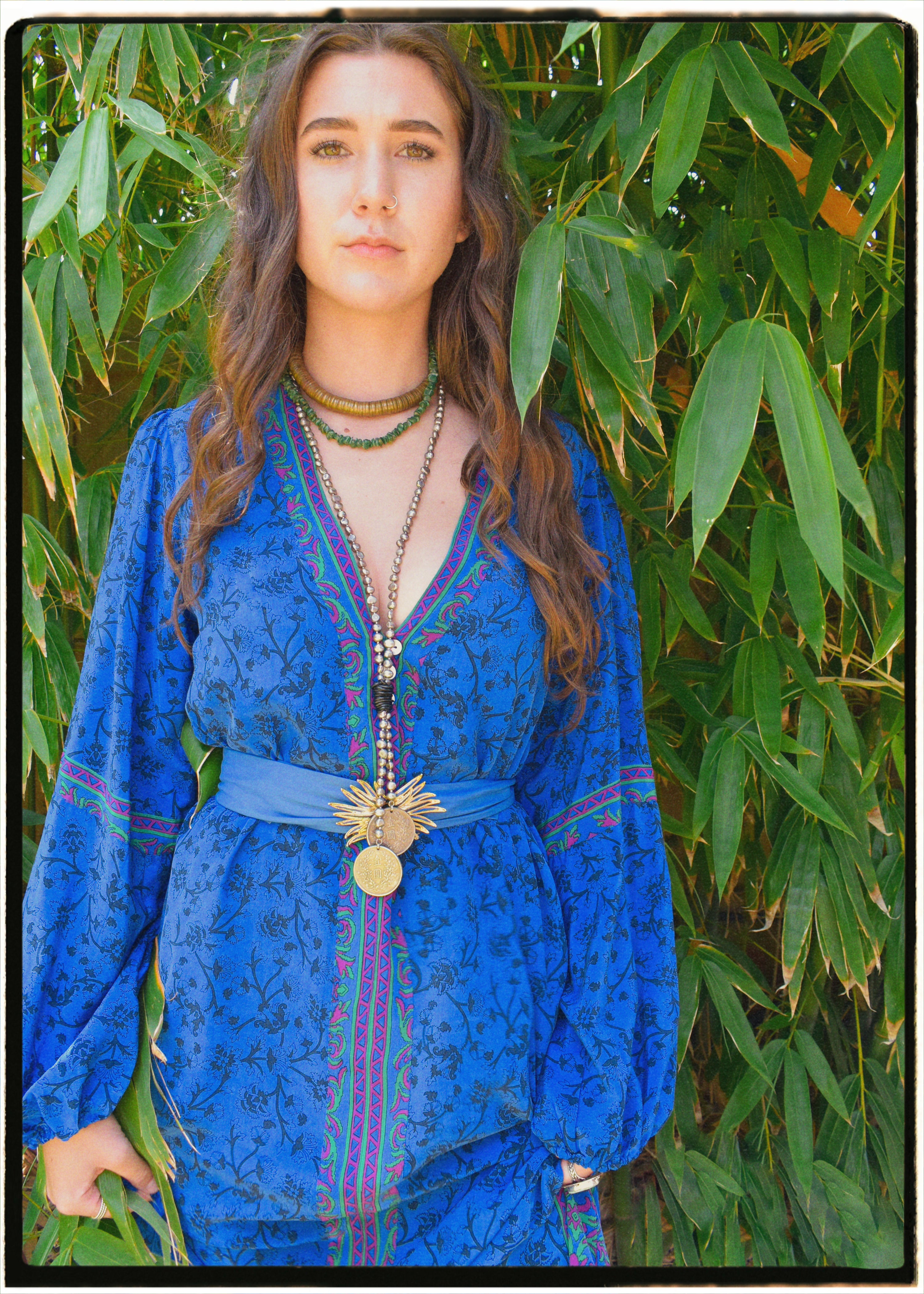 Zea Silk Crepe Kaftan Maxi Dress ~ Diva XS & L & XL