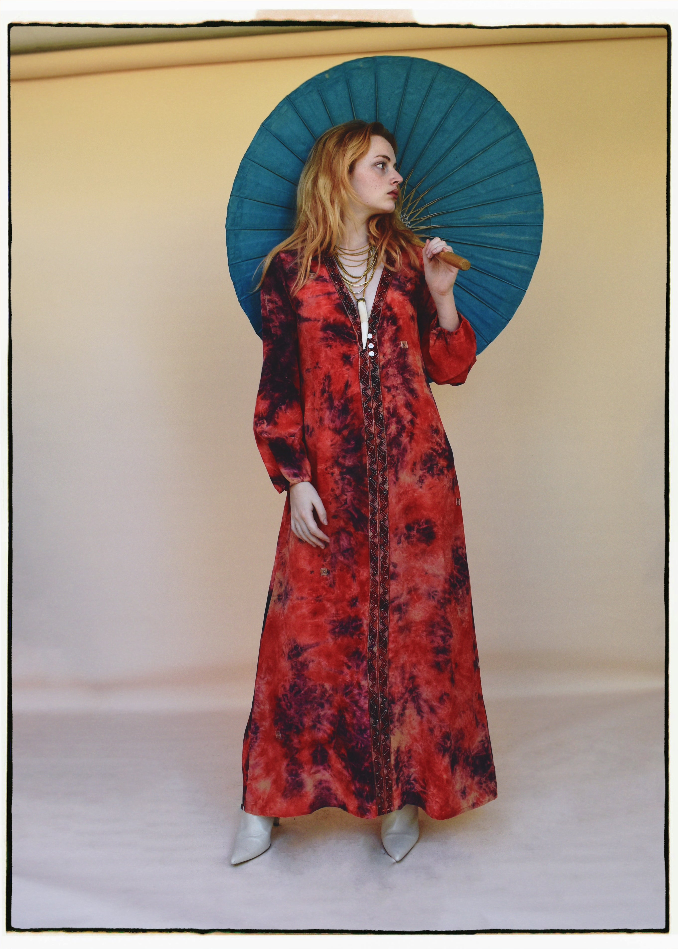 Zea Silk Crepe Kaftan Maxi Dress ~ Jubilee XS