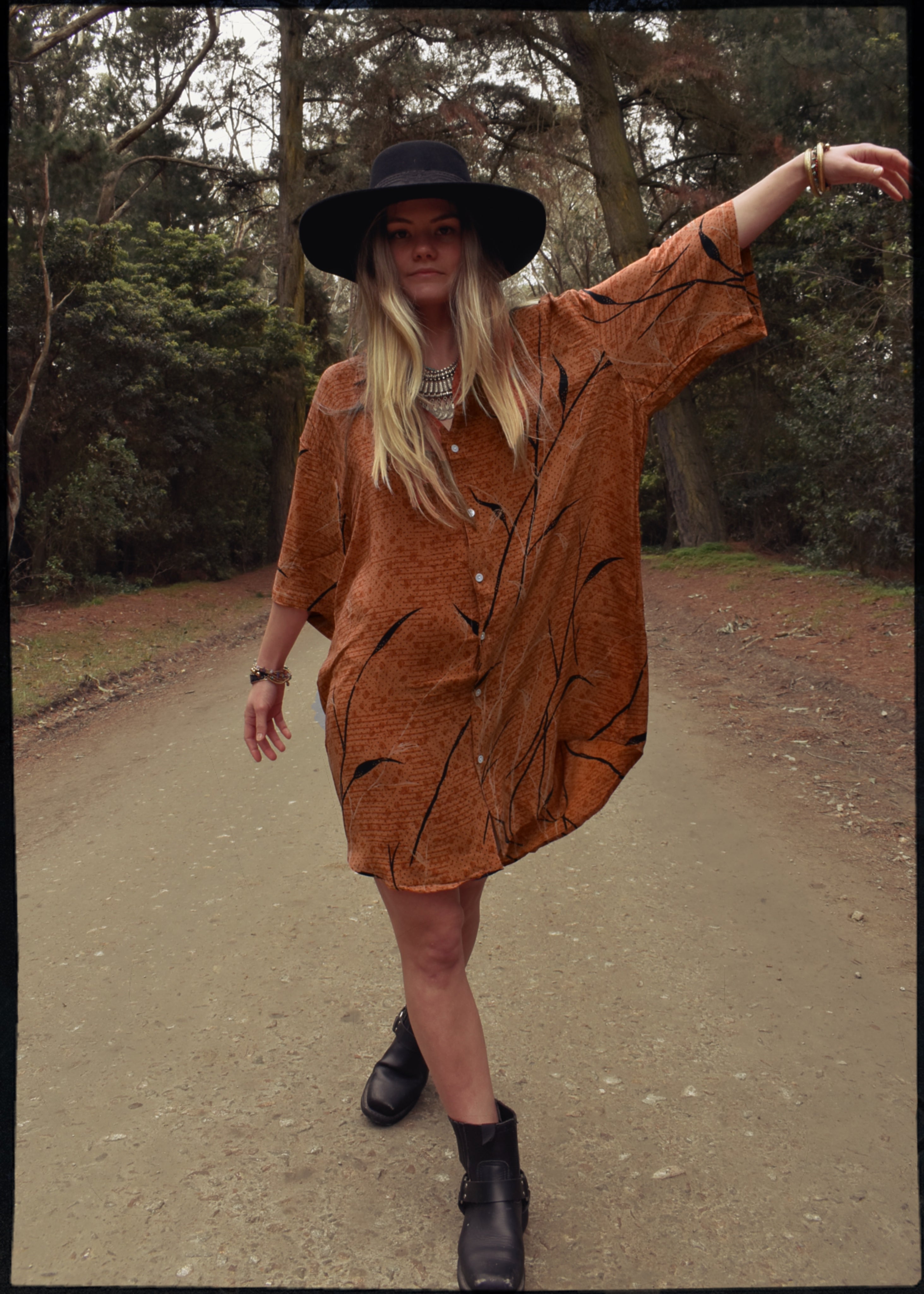 Astralagus Silk Crepe Oversized Shirt ~ Autumn