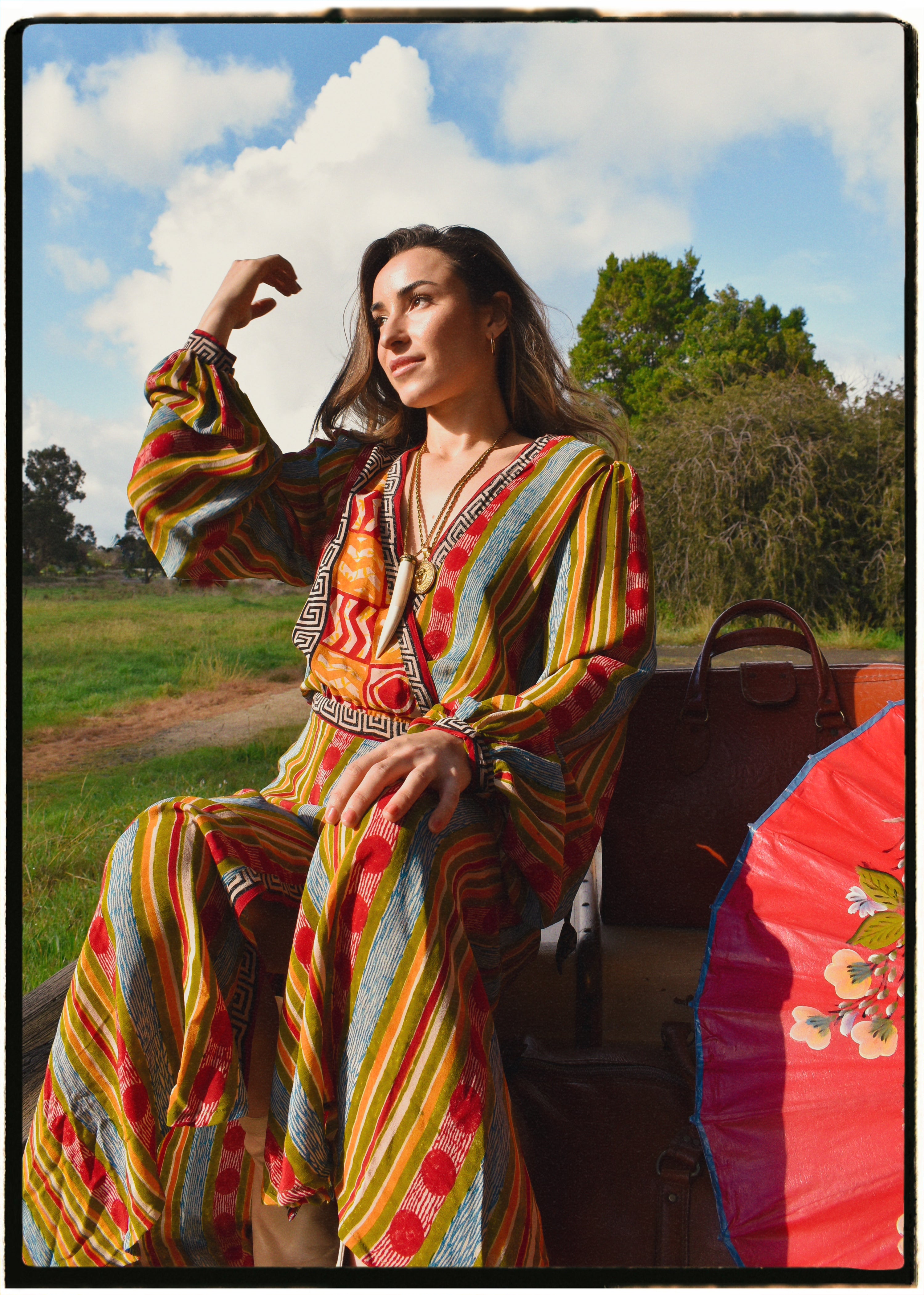 Caladium Wrap Silk Dress ~ Karanda M