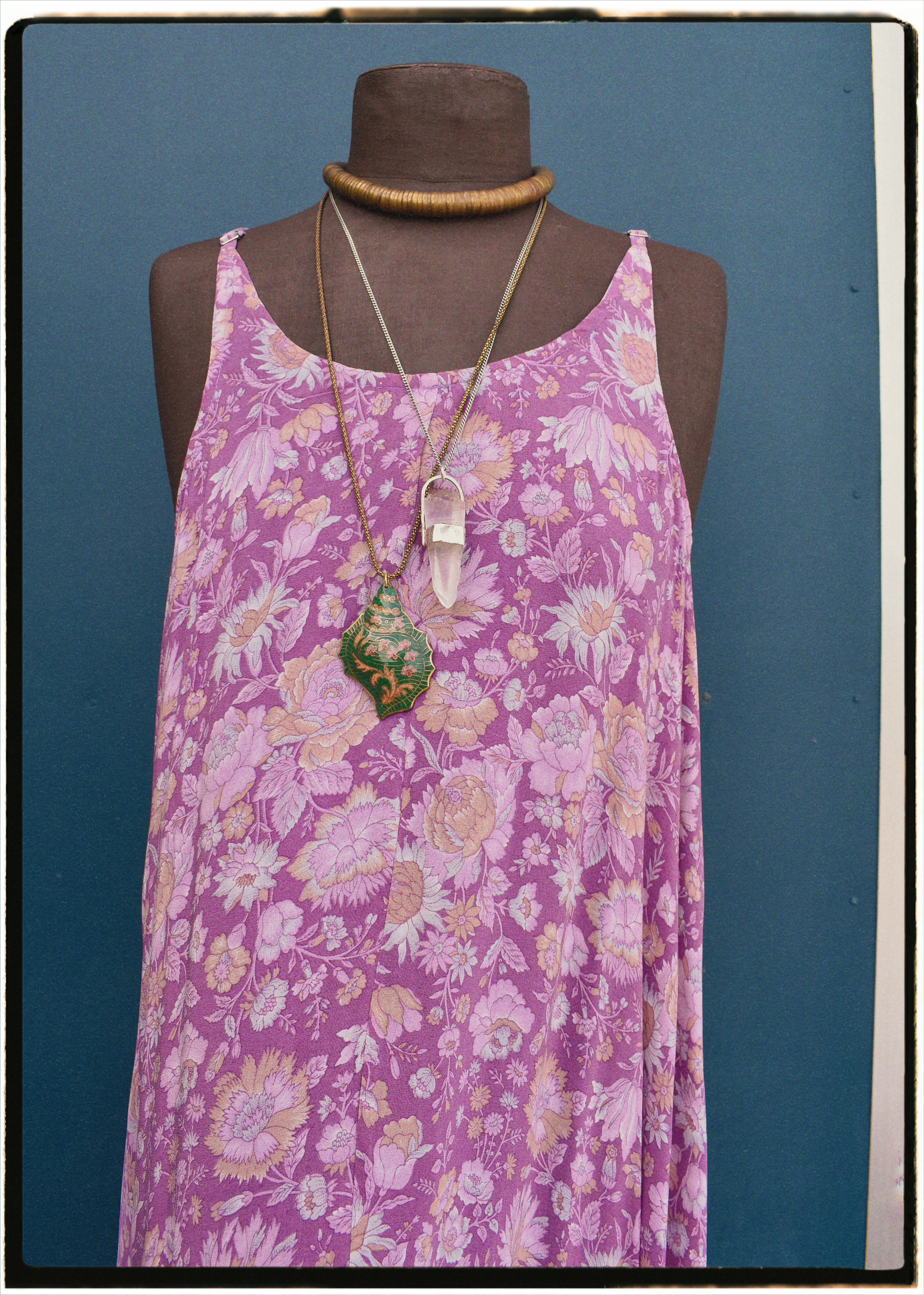 Eustoma Silk Crepe Swing Maxi Dress ~ Rapture XL