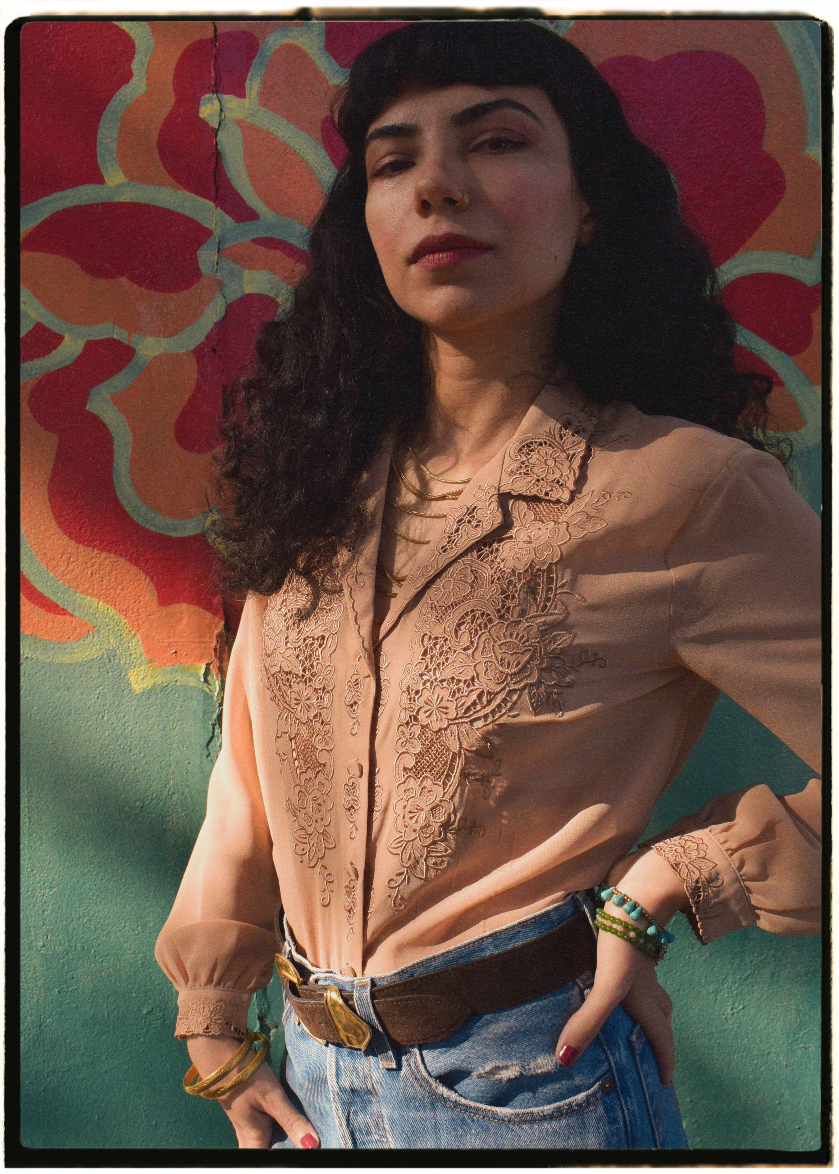Tilia Silk Crepe Cut-Work Embroidered Shirt ~ Nougat