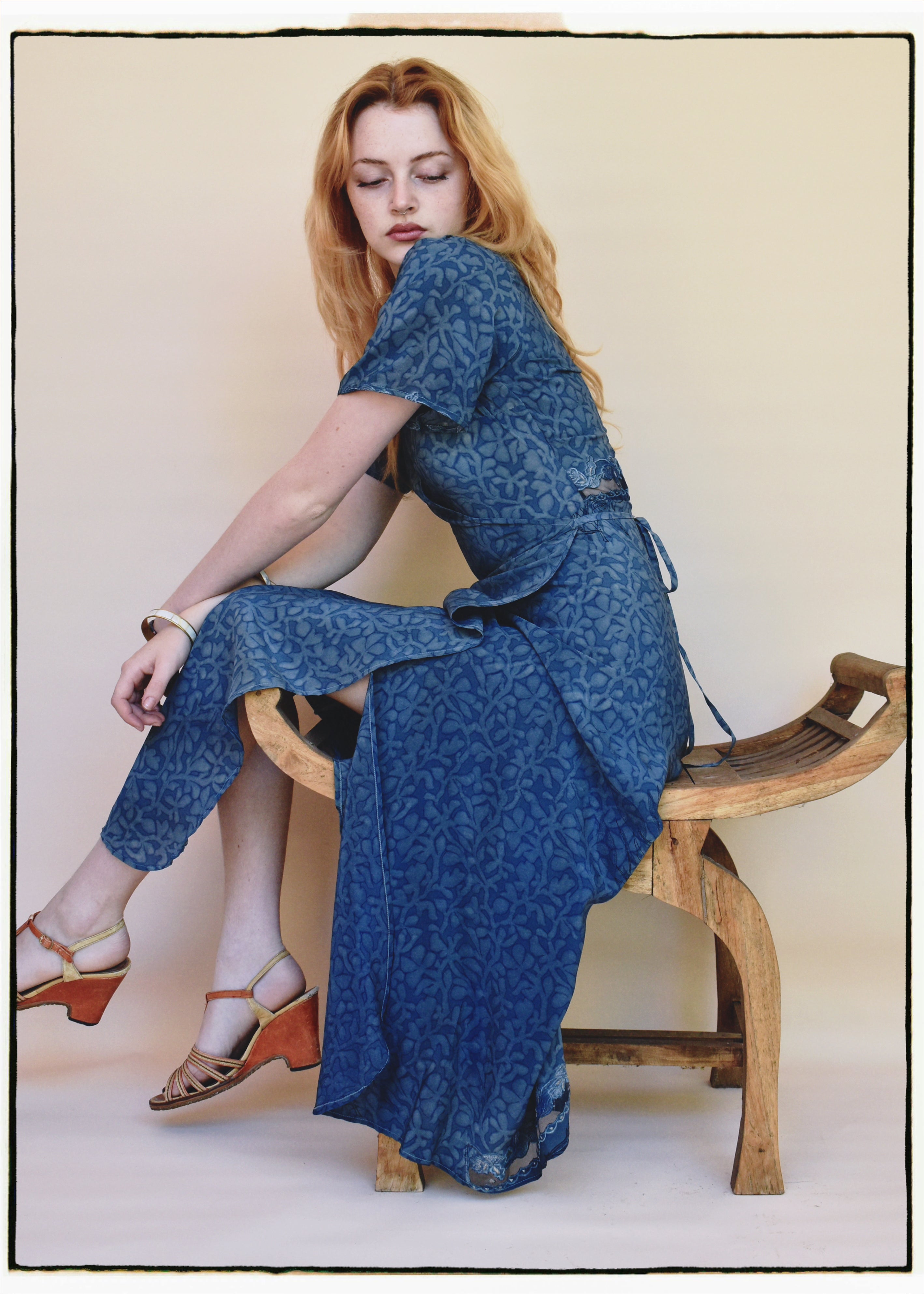 Liatris Silk Crepe Flutter Sleeve Wrap Dress ~ Watermark XS