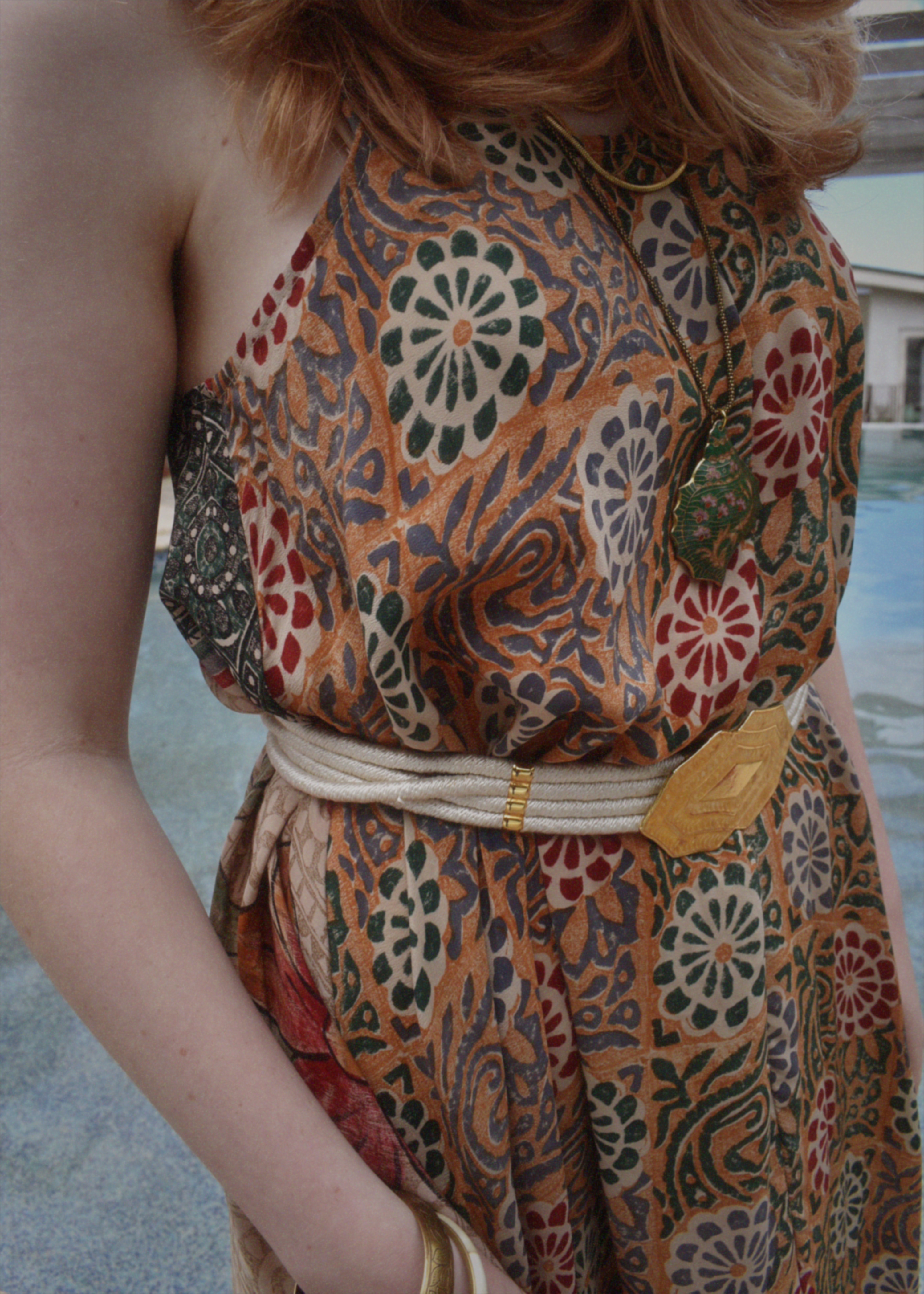 Eustoma Silk Crepe Swing Maxi Dress ~ Robe XL