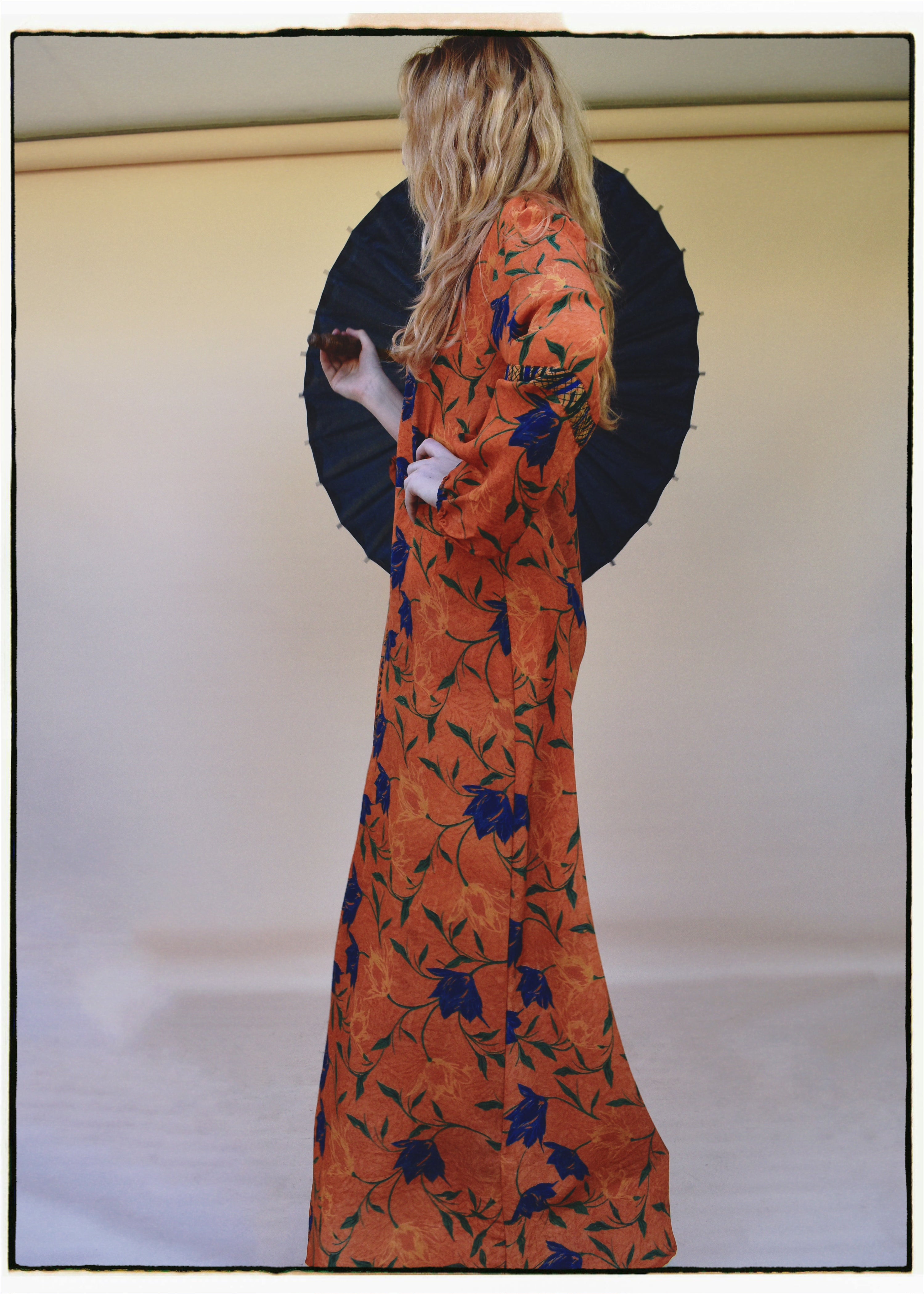Zea Silk Crepe Kaftan Maxi Dress ~ Vermillion XS
