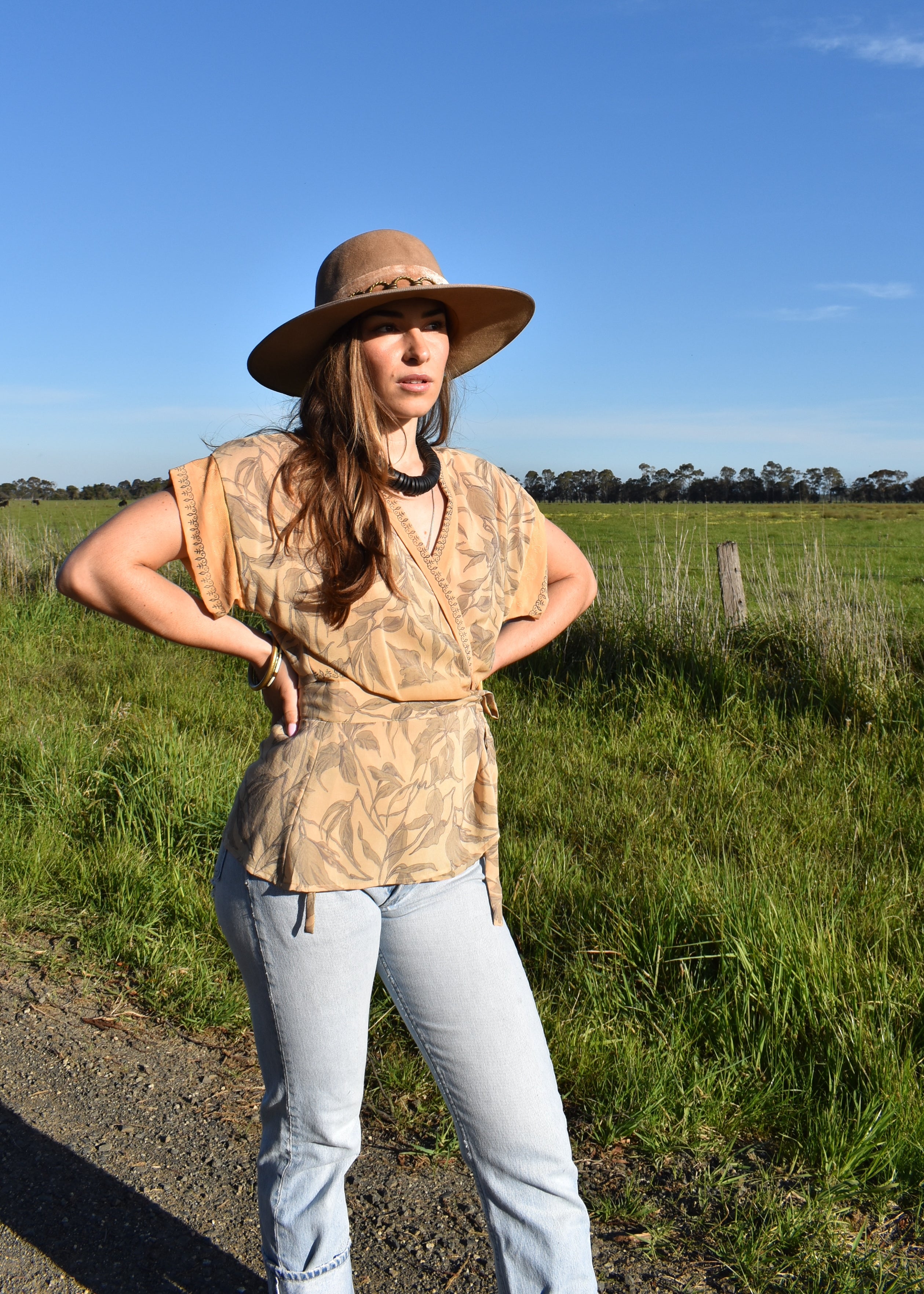 Bassia Silk Crepe Cross Tie Front Blouse ~ Buttercup S