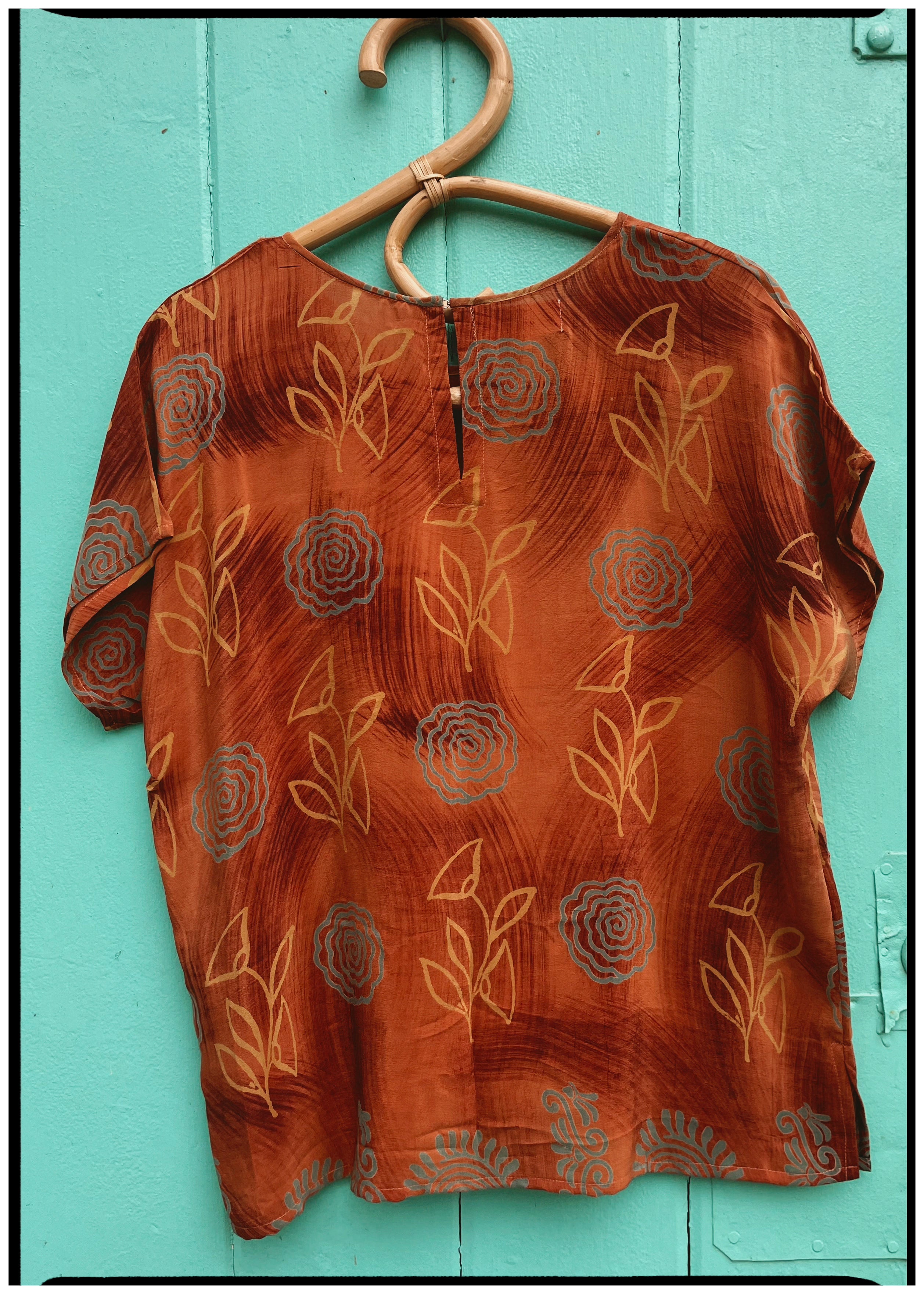 Viola Silk Crepe T-Shirt ~ Almond M