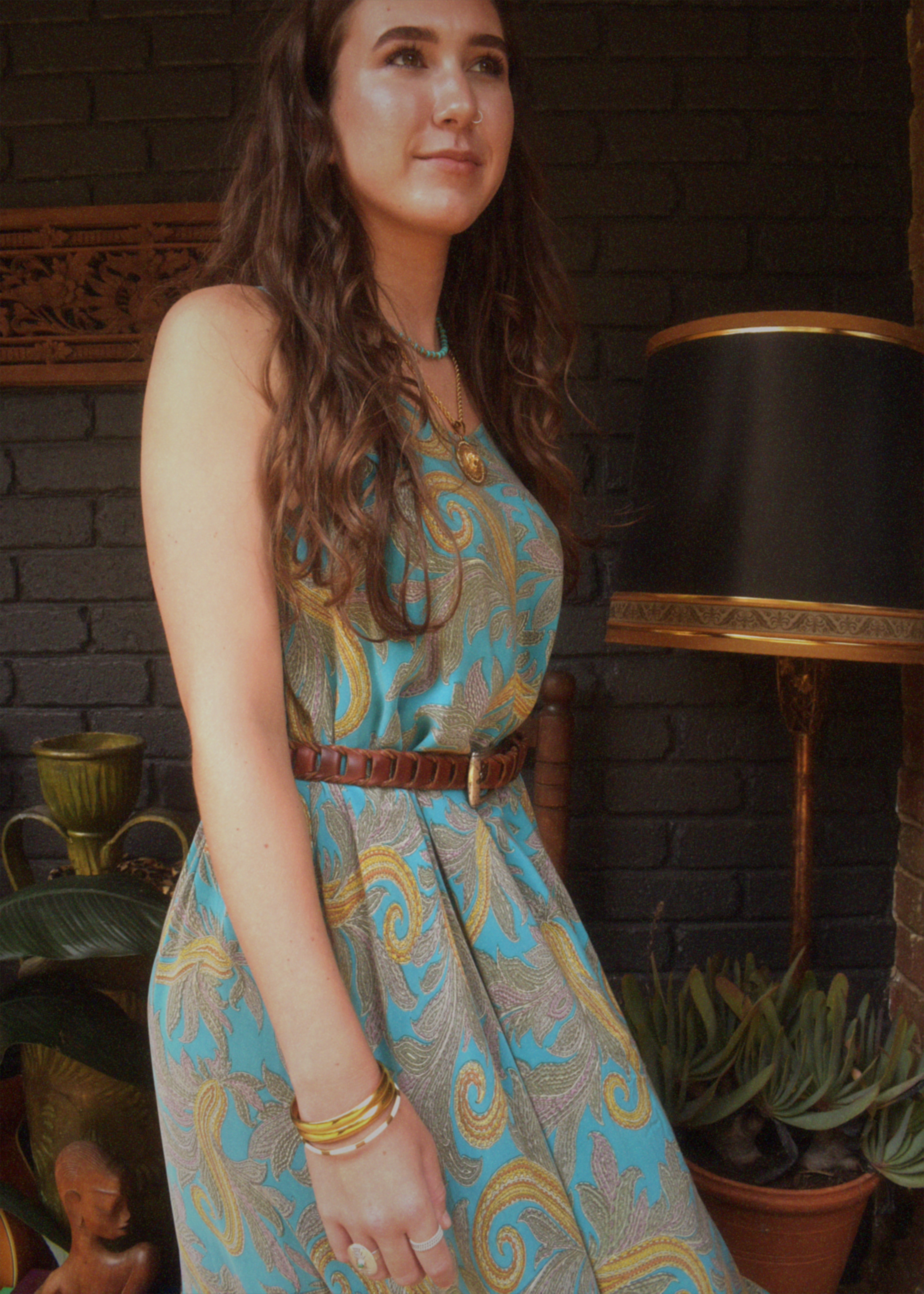 Eustoma Silk Crepe Swing Maxi Dress ~ Danube XL