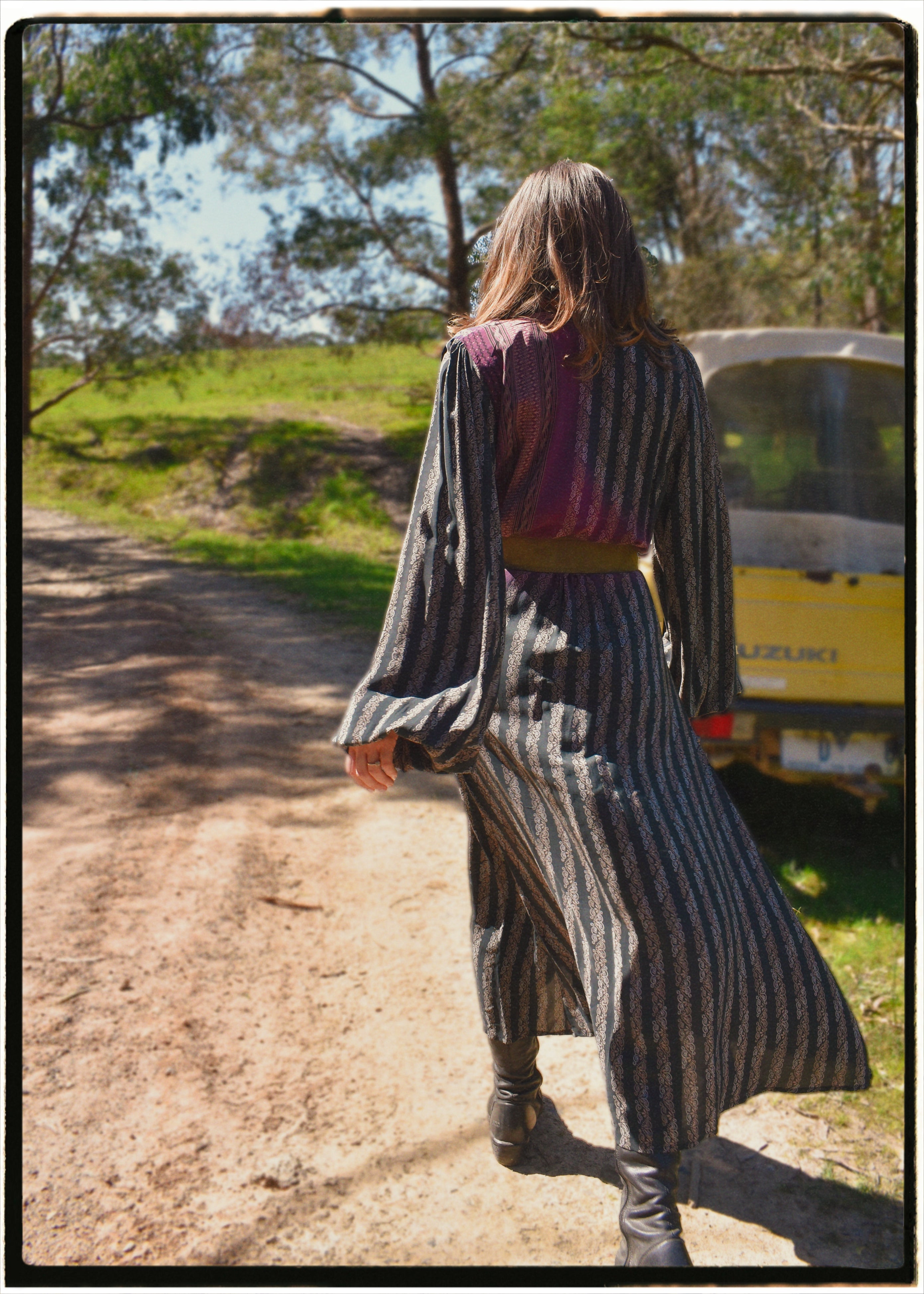 Caladium Wrap Silk Dress ~ Licorice L