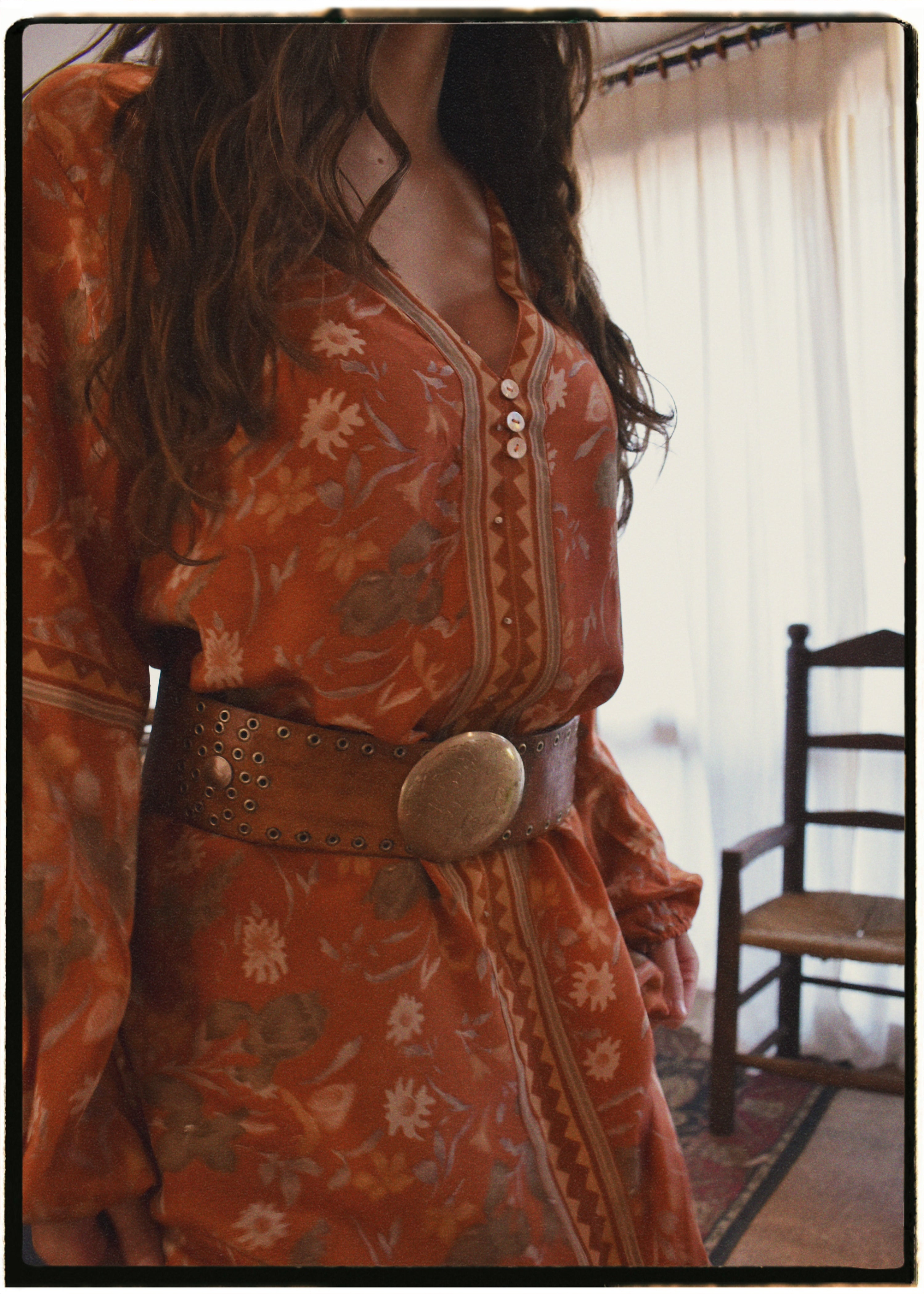 Zea Silk Crepe Kaftan Maxi Dress ~ Amberglow M