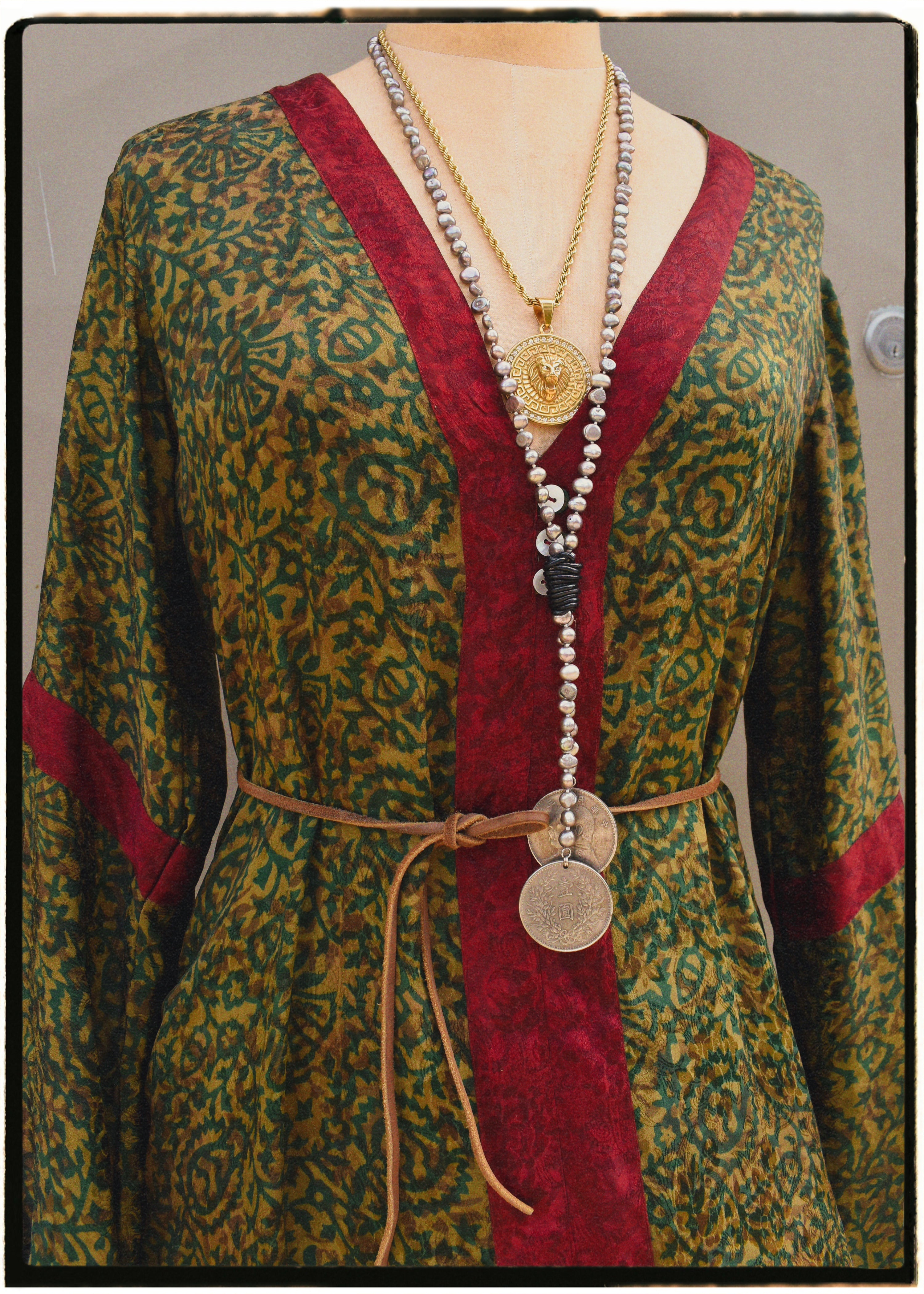 Zea Silk Crepe Kaftan Maxi Dress ~ Carafe S