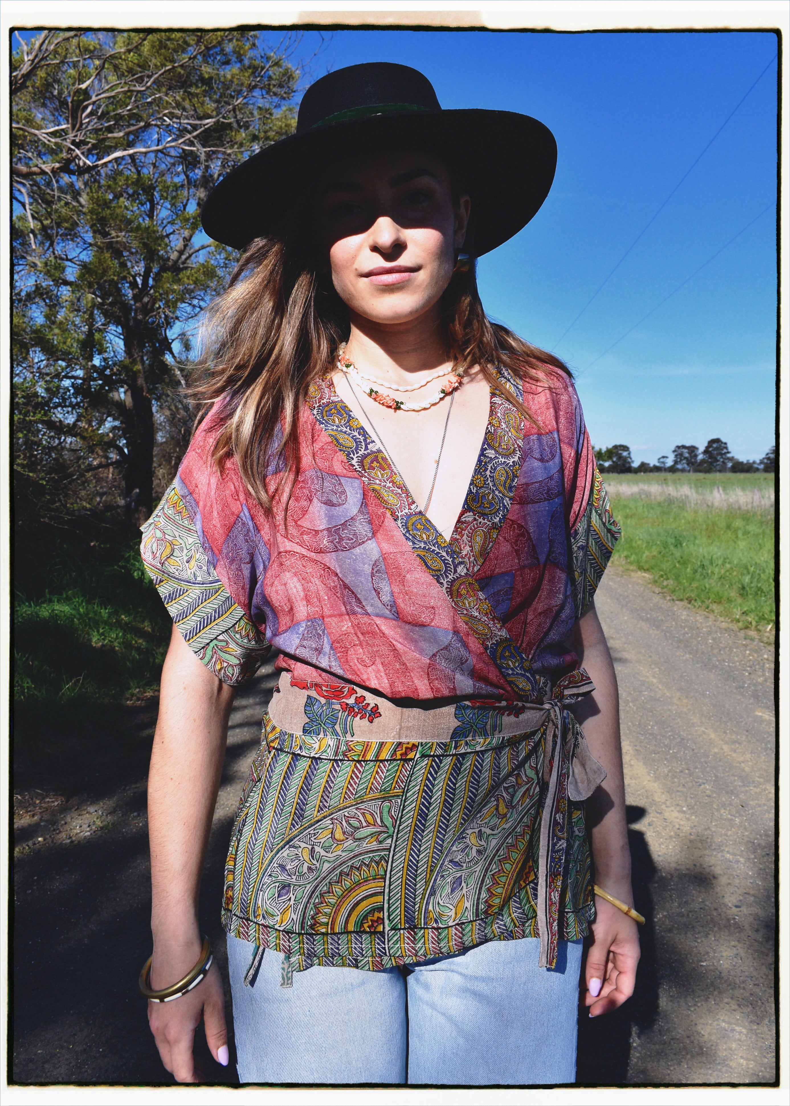 Bassia Silk Crepe Cross Tie Front Blouse ~ Sirocco M