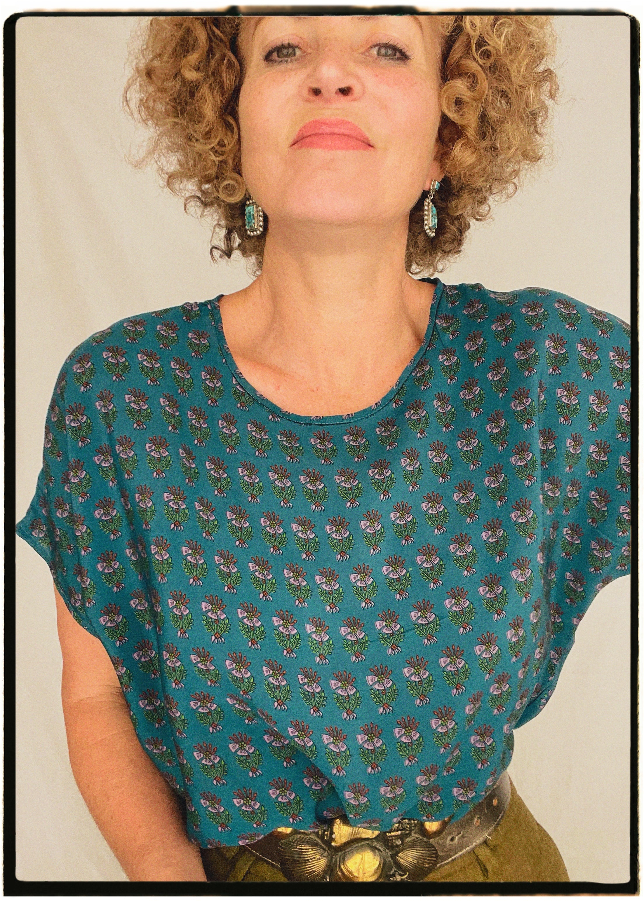 Viola Silk Crepe T-Shirt ~ Riviera XL