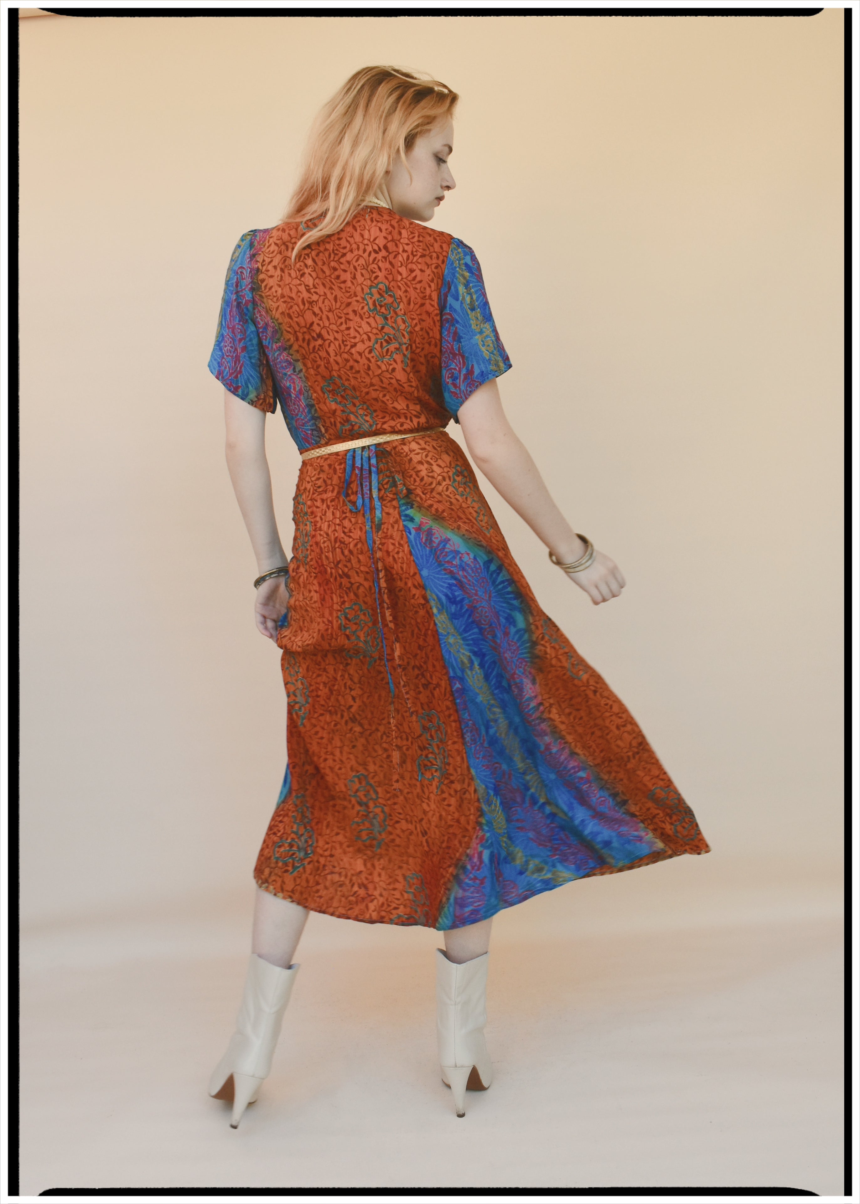 Liatris Silk Crepe Flutter Sleeve Wrap Dress ~ Lantana M