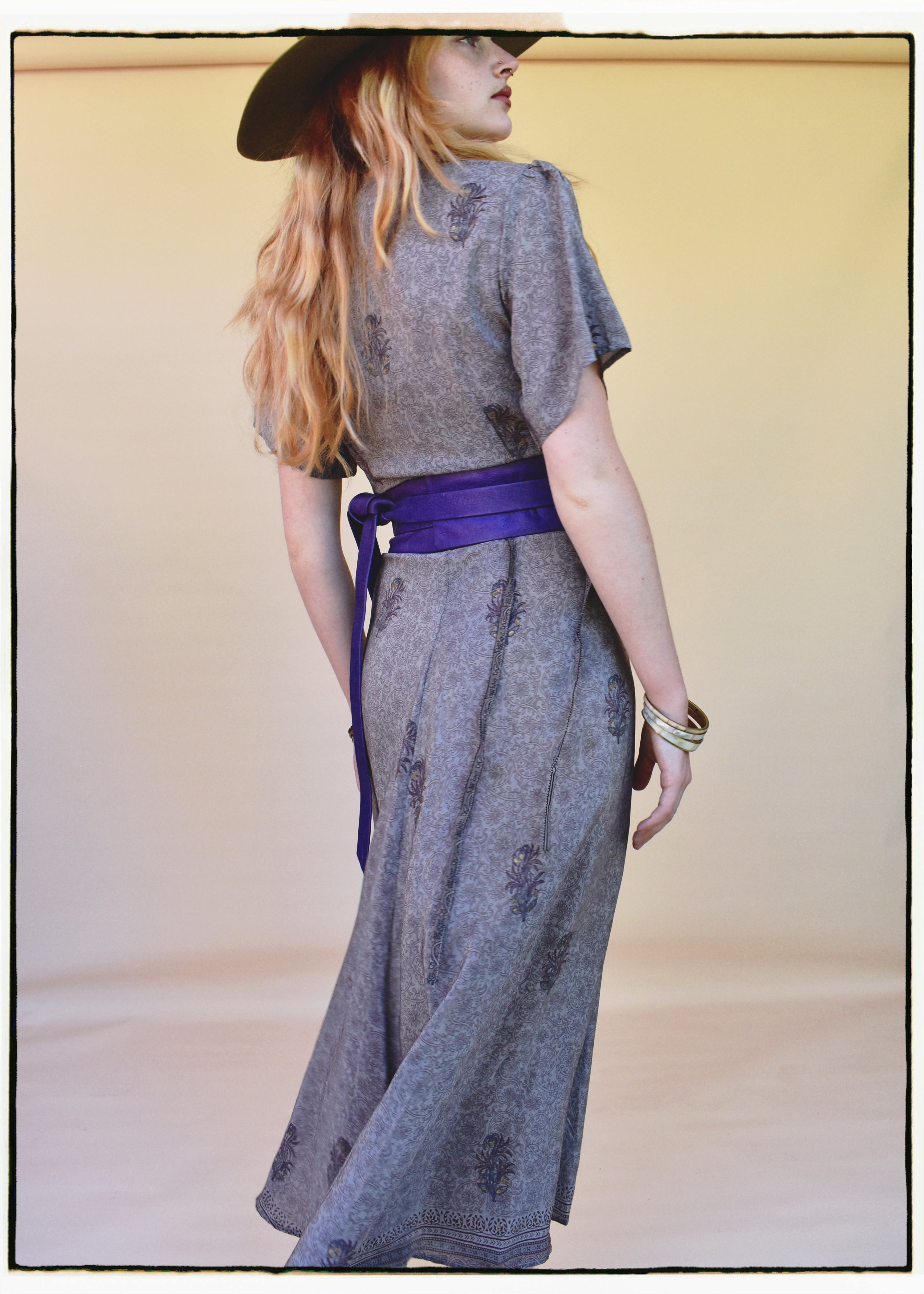 Liatris Silk Crepe Flutter Sleeve Wrap Dress ~ Lavender XS