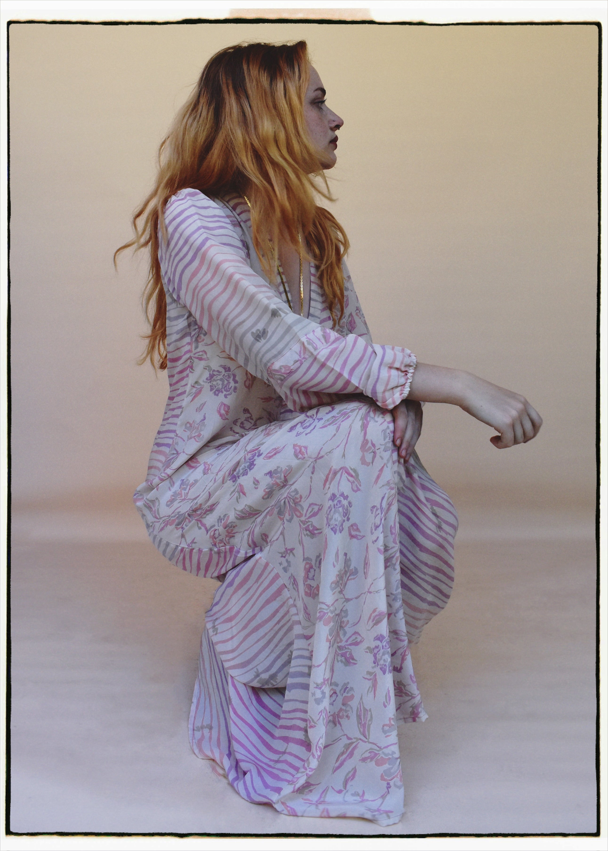 Zea Silk Crepe Kaftan Maxi Dress ~ Ballerina XS