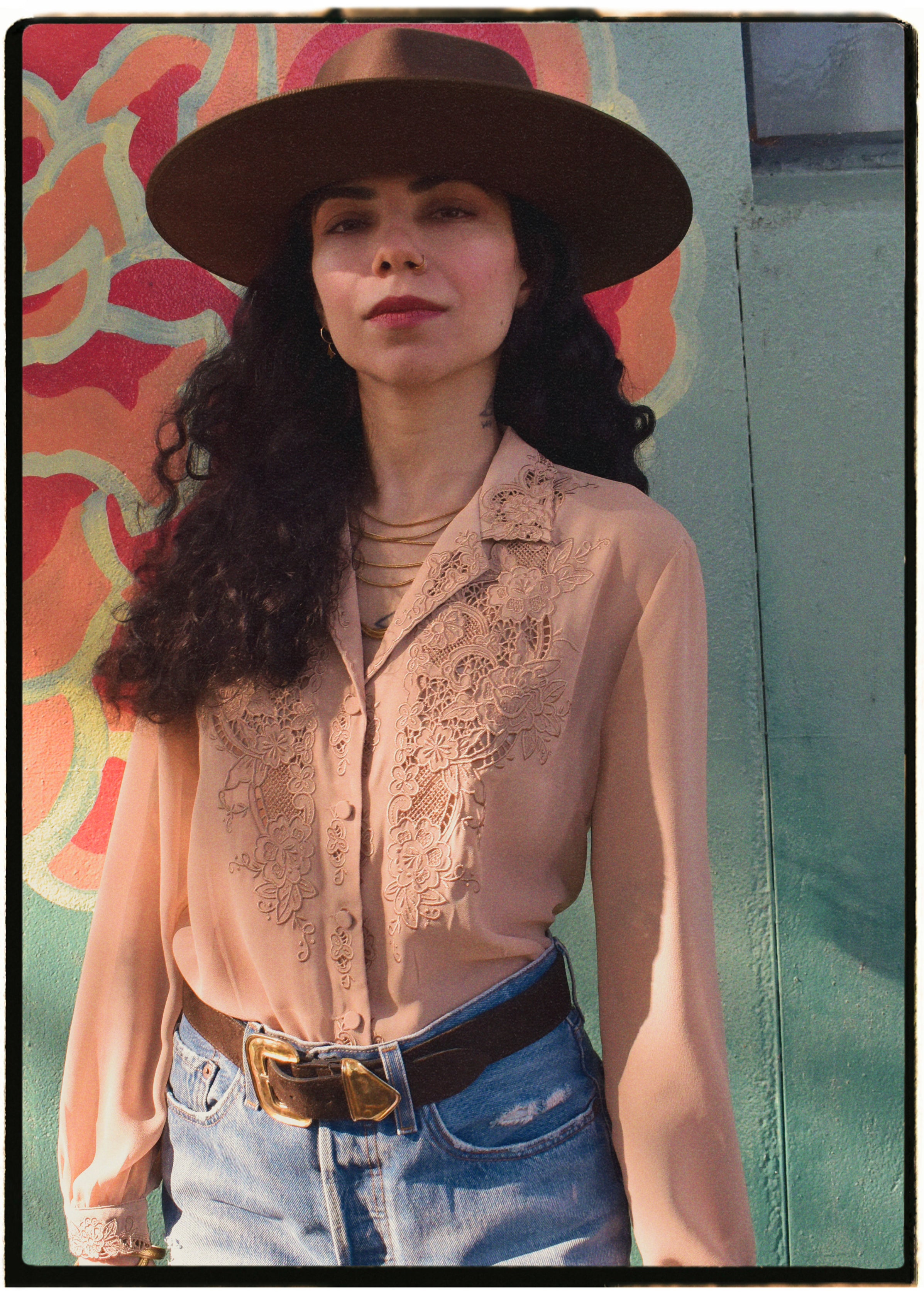 Tilia Silk Crepe Cut-Work Embroidered Shirt ~ Nougat