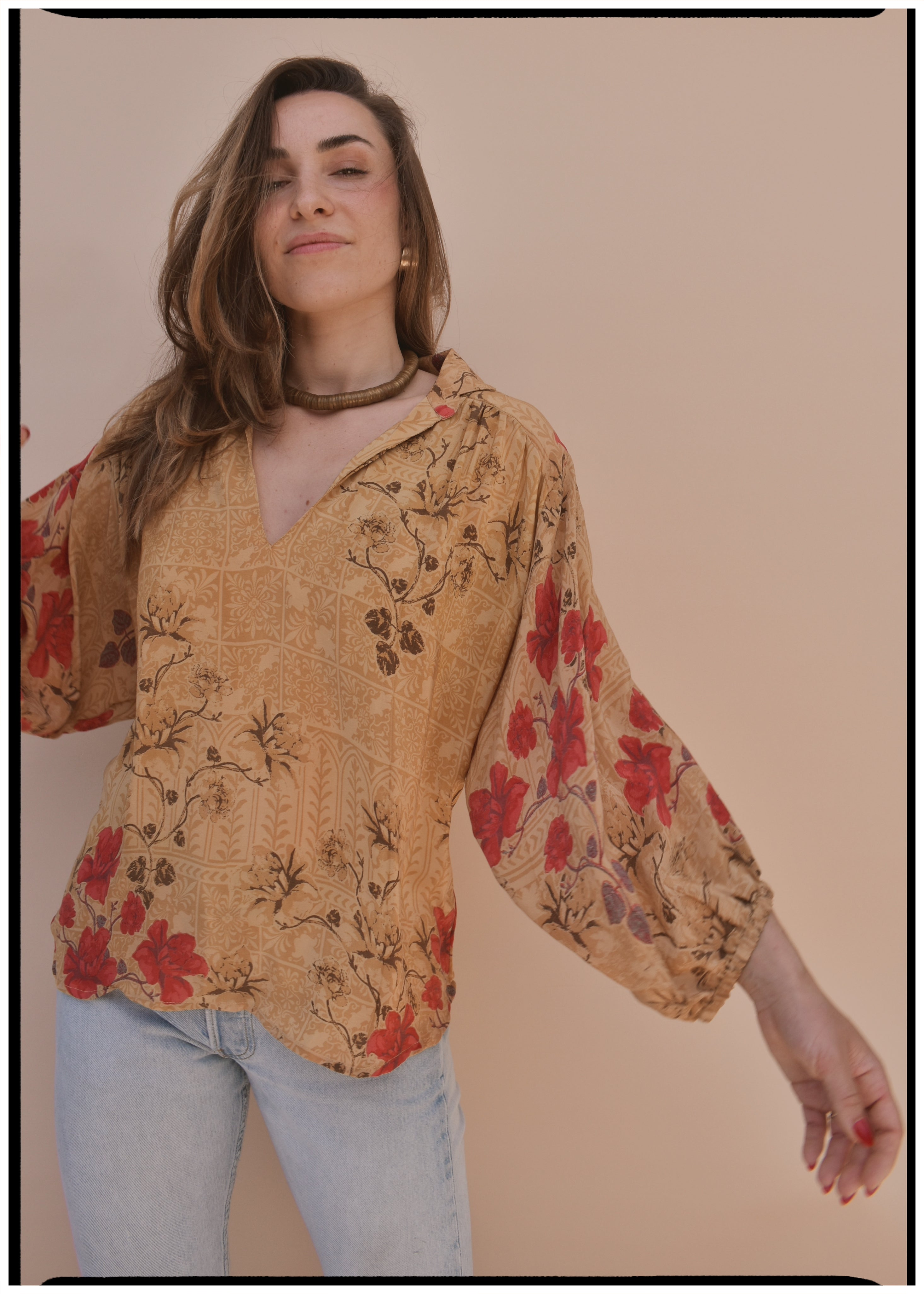Cleome Silk Crepe Shirt ~ Bamboo S & L