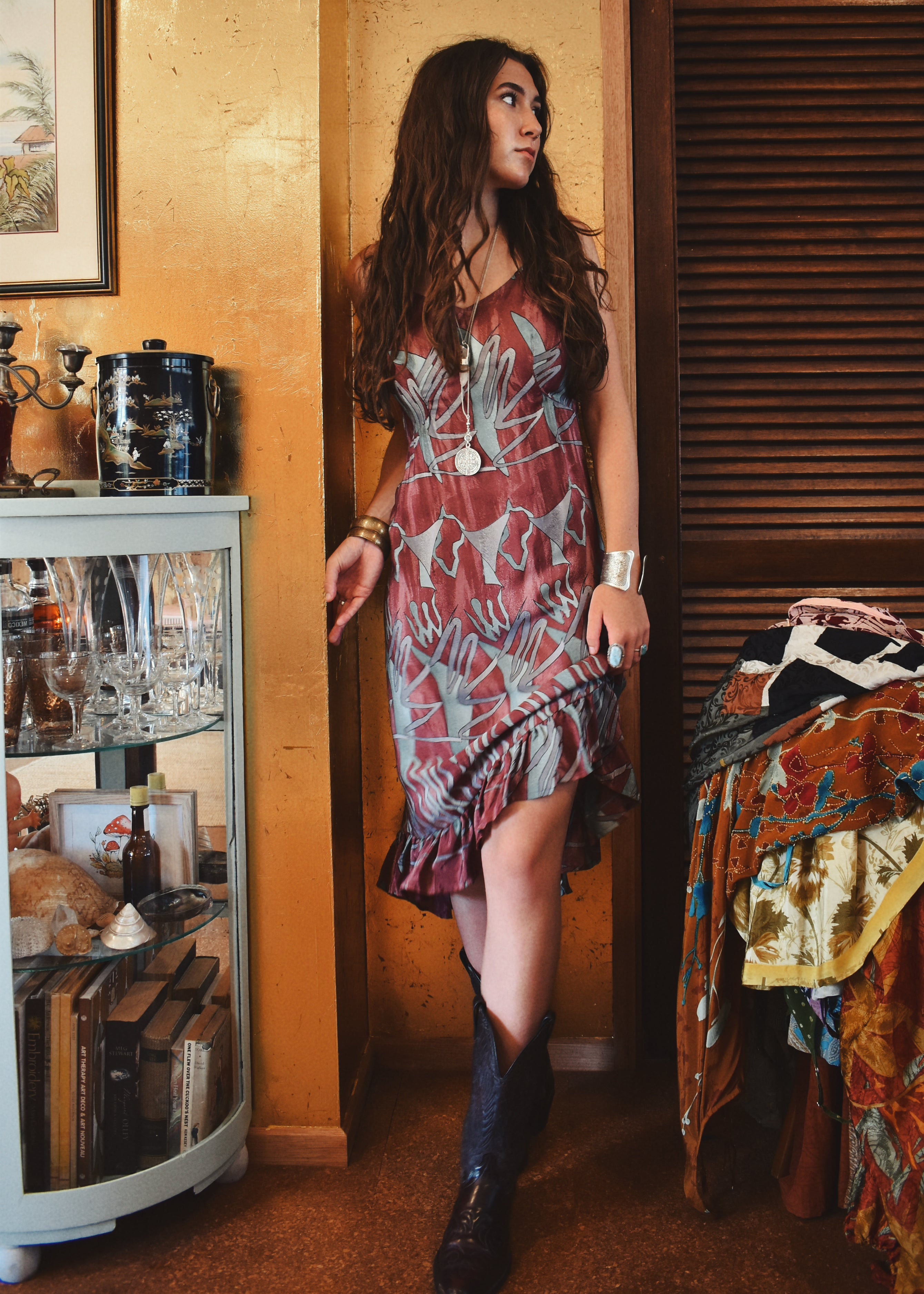 Rumex Silk Slip Dress ~ Russet S & L