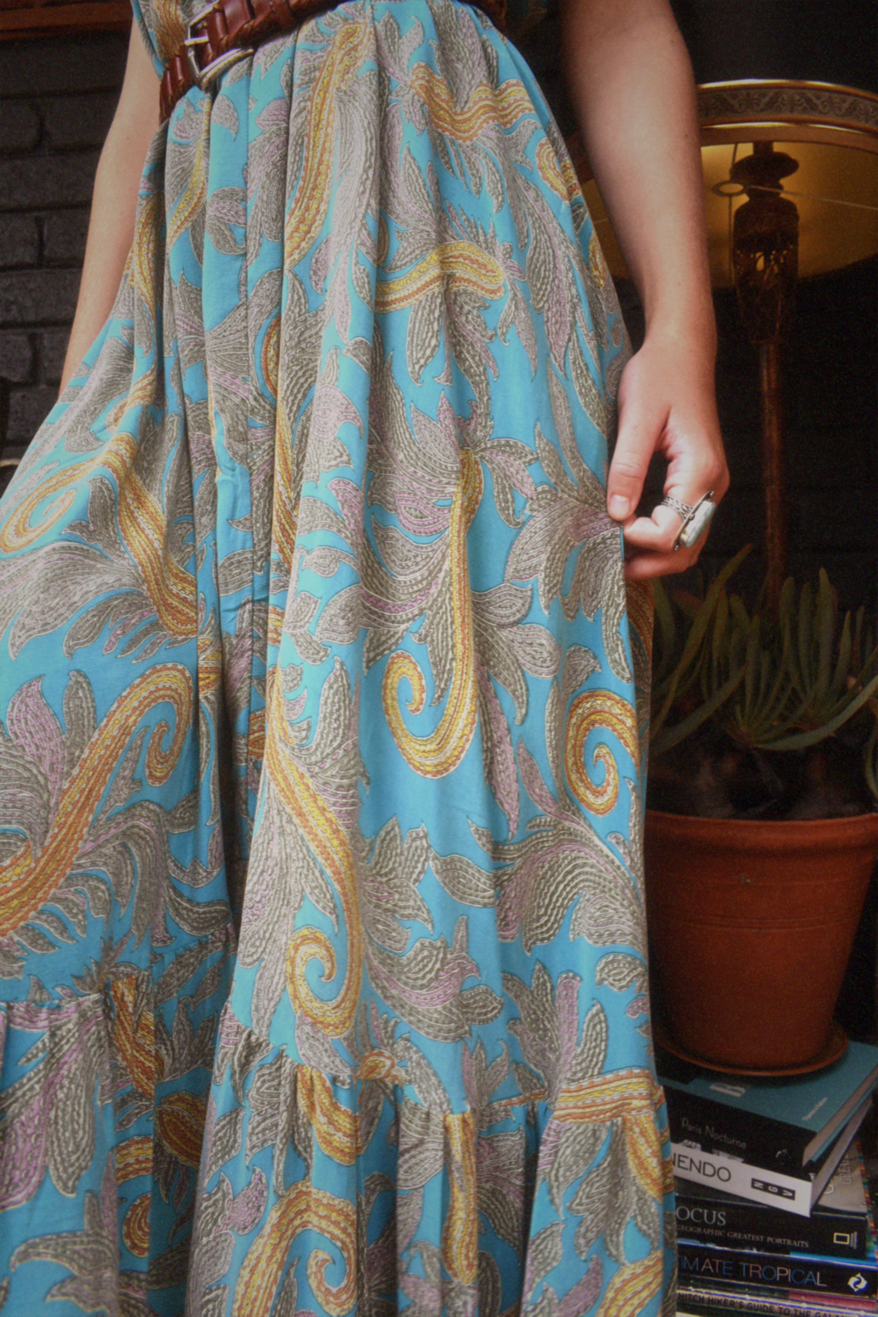 Eustoma Silk Crepe Swing Maxi Dress ~ Danube XL