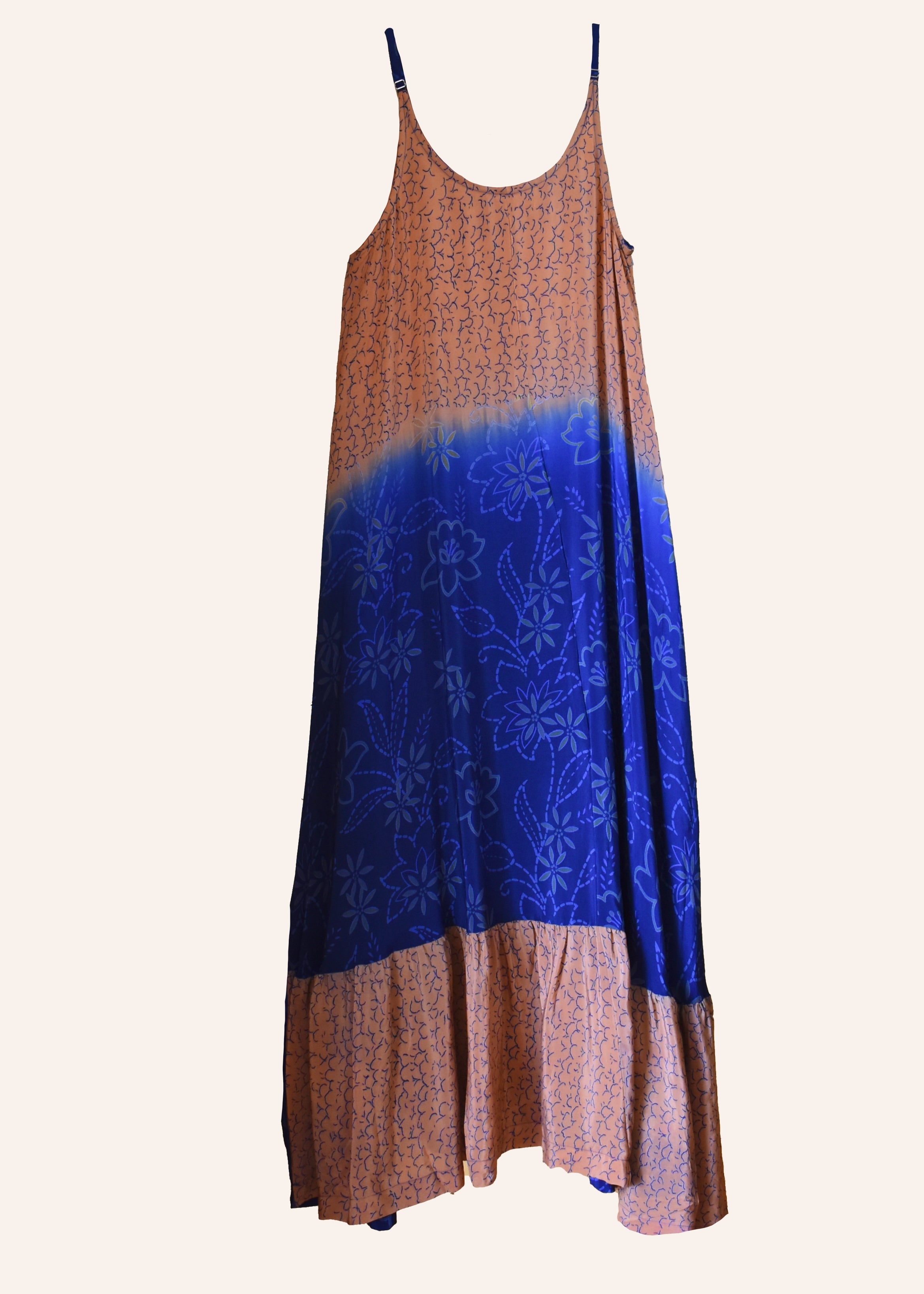 Eustoma Silk Crepe Swing Maxi Dress ~ Blossom S