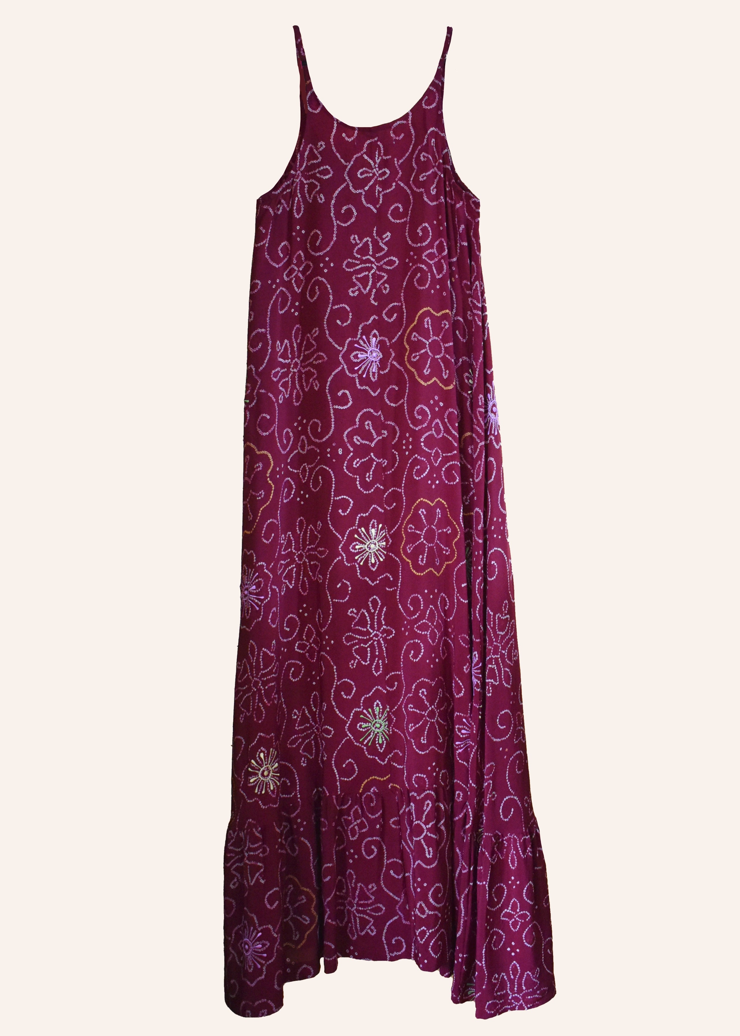Eustoma Silk Crepe Swing Maxi Dress ~ Granita S