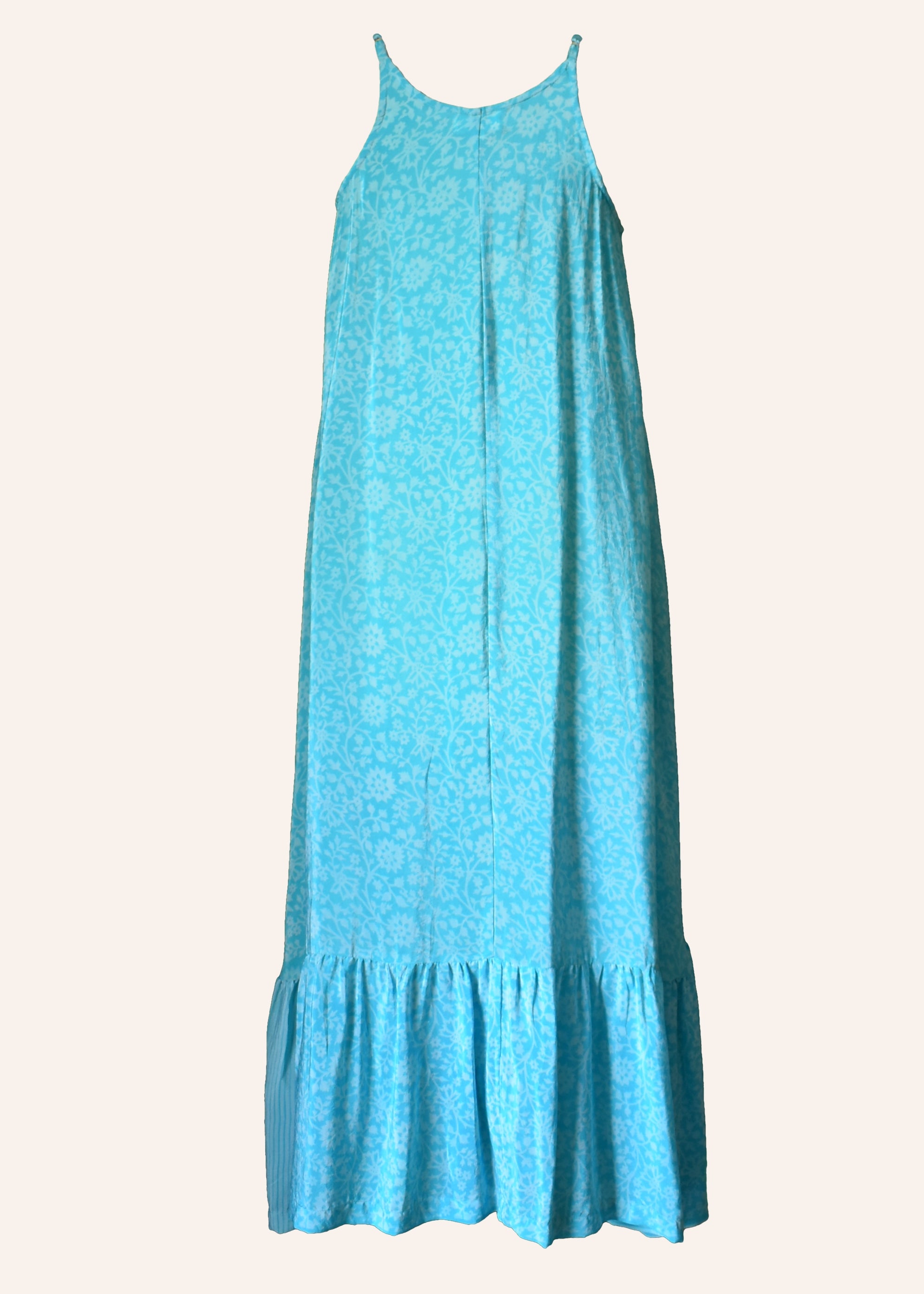Eustoma Silk Crepe Swing Maxi Dress ~ Curacao XL
