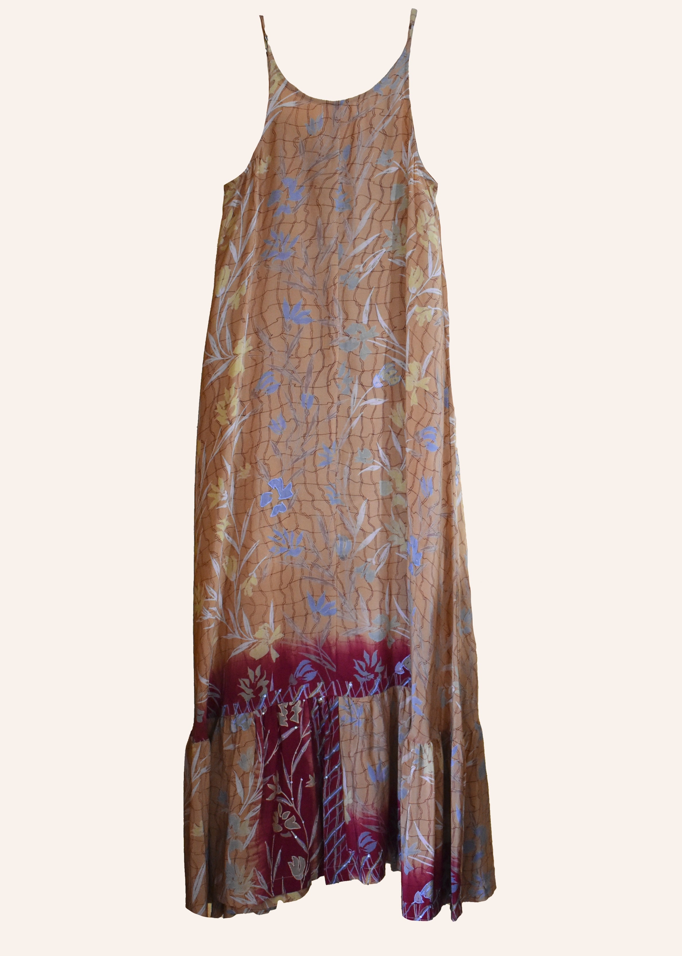 Eustoma Silk Crepe Swing Maxi Dress ~ Tender S