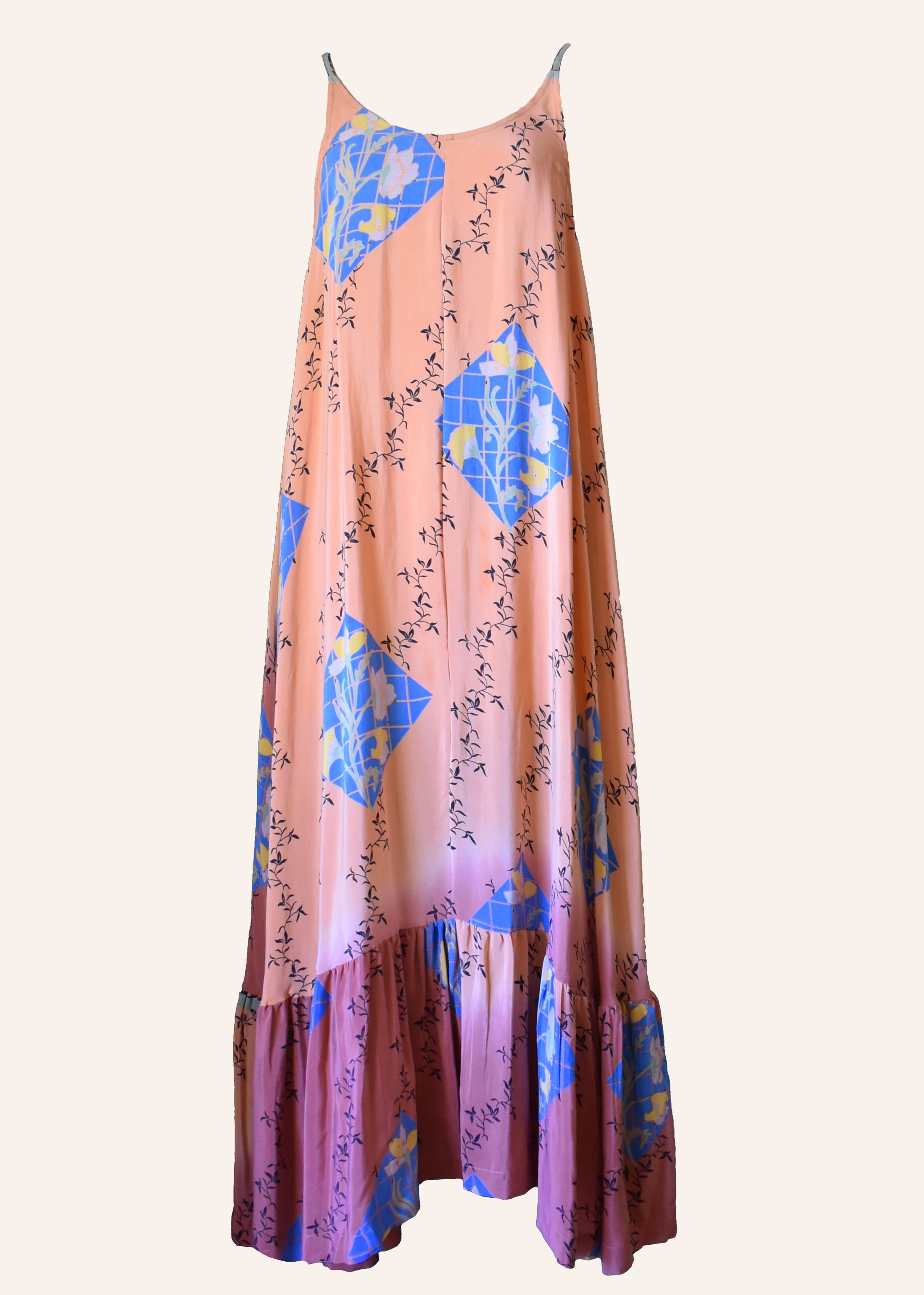 Eustoma Silk Crepe Swing Maxi Dress ~ Porcelain M