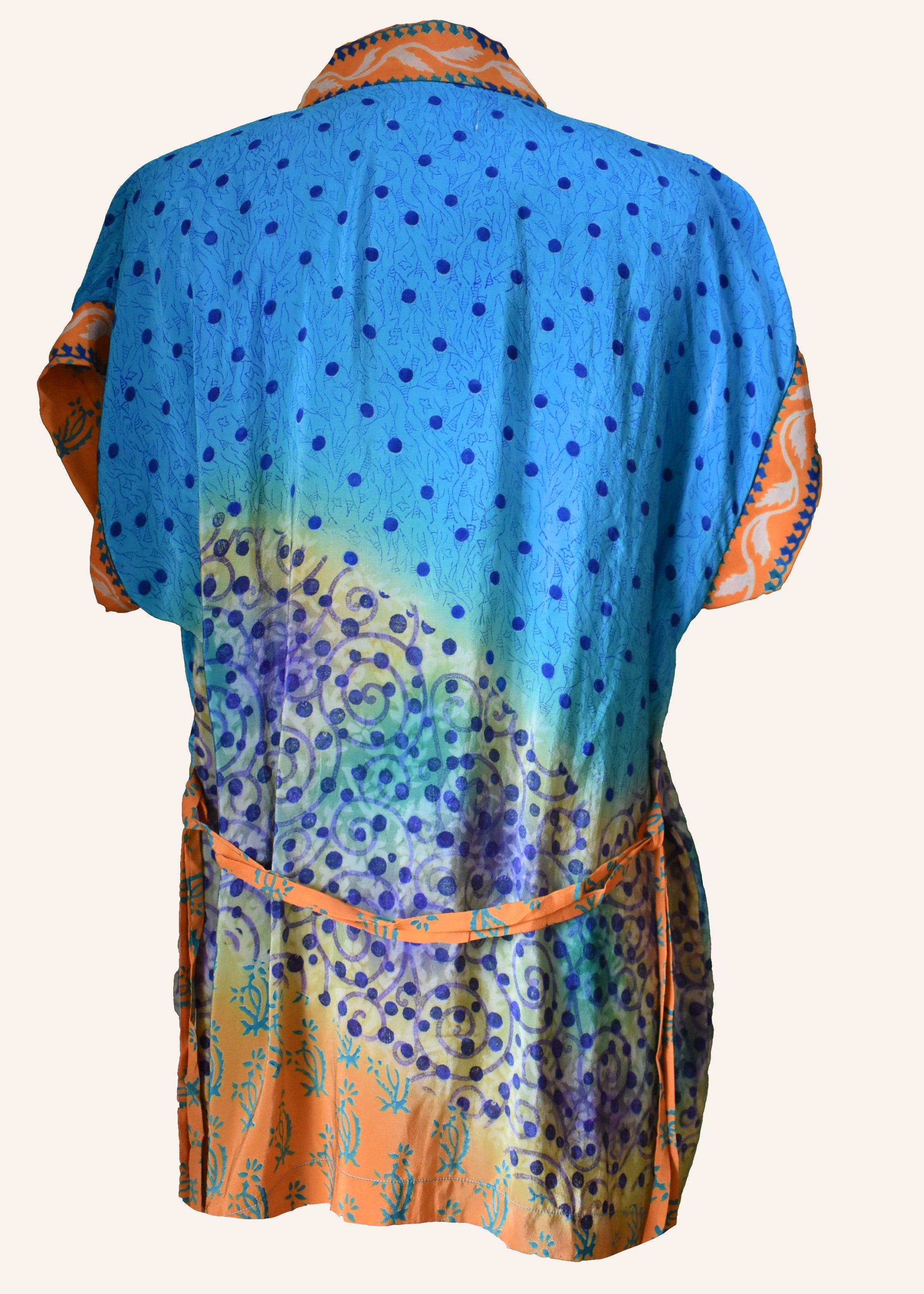 Pilea Silk Crepe Wrap Kimono Top ~ Rust L/XL